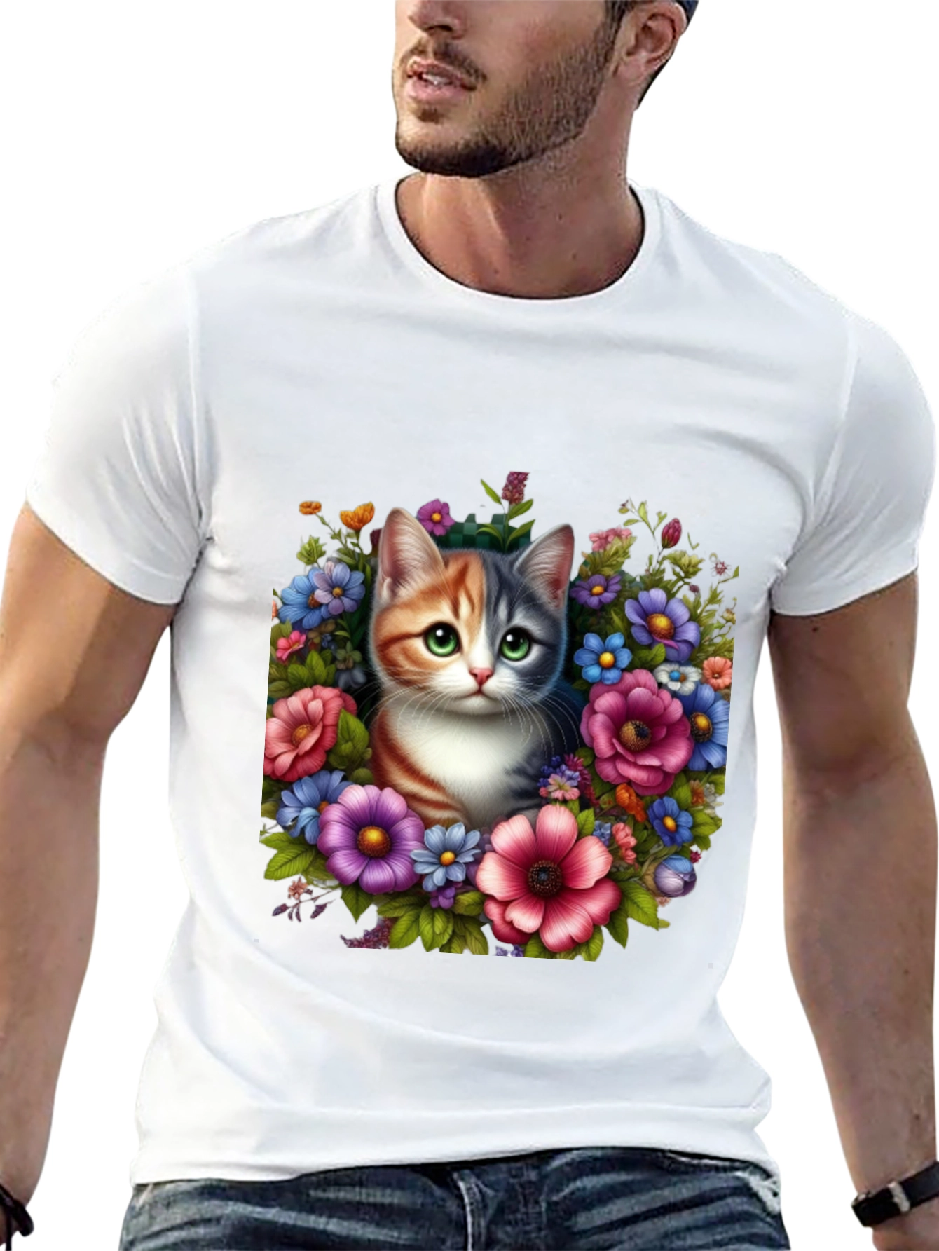 Floral Cat Graphic T-Shirt