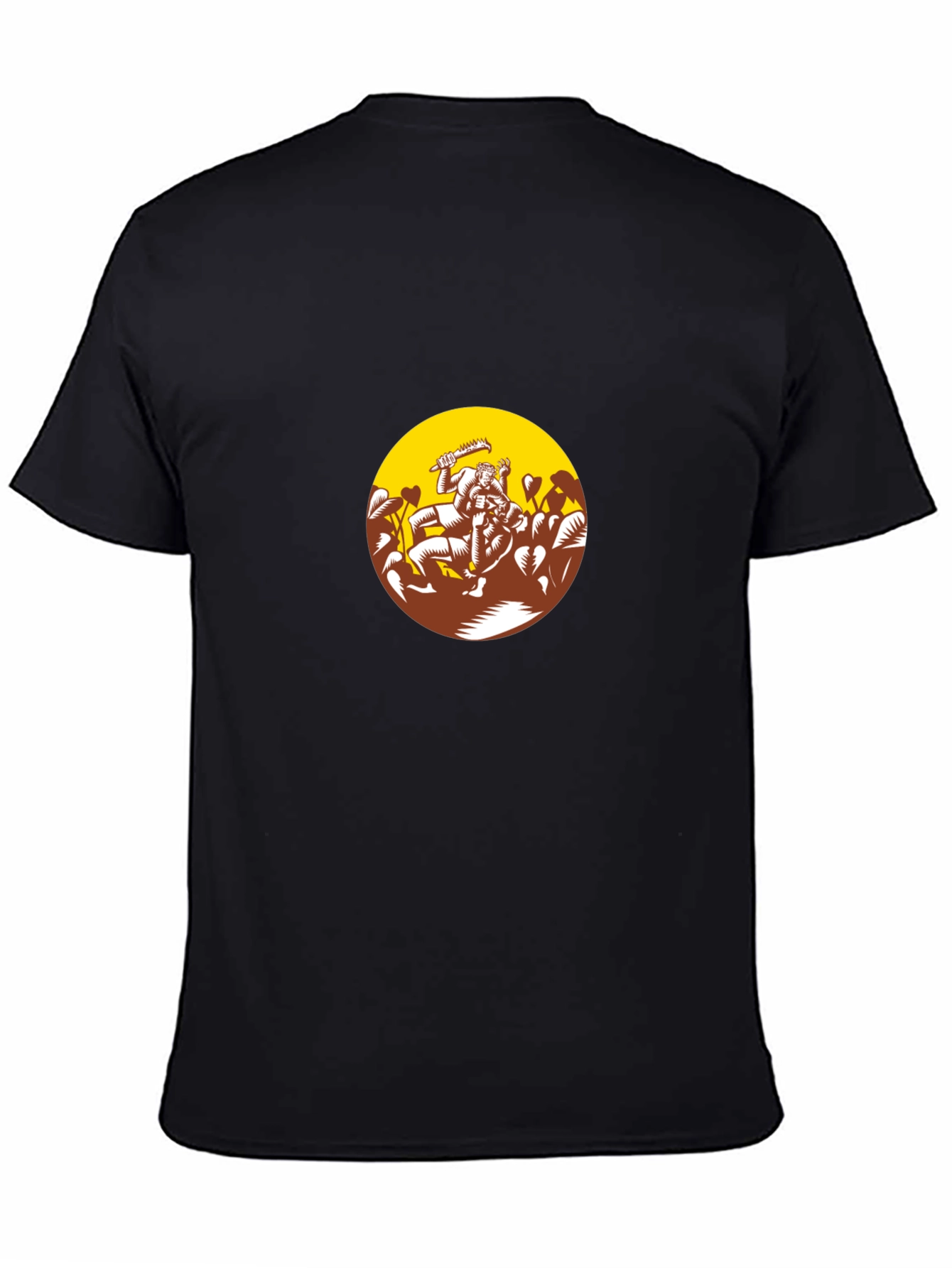 Black Graphic Tee - Wrestlers in Circle Design