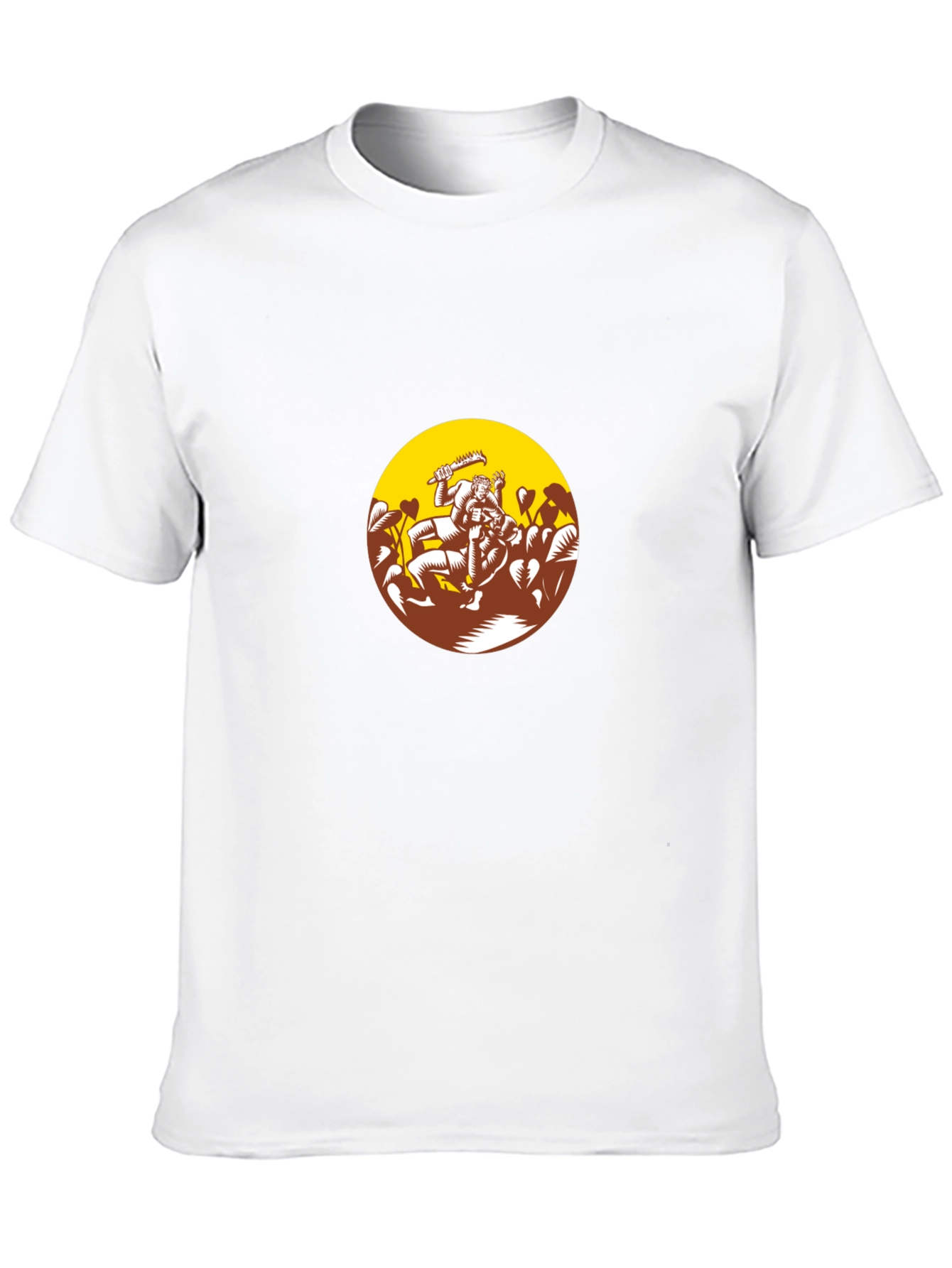 Black Graphic Tee - Wrestlers in Circle Design