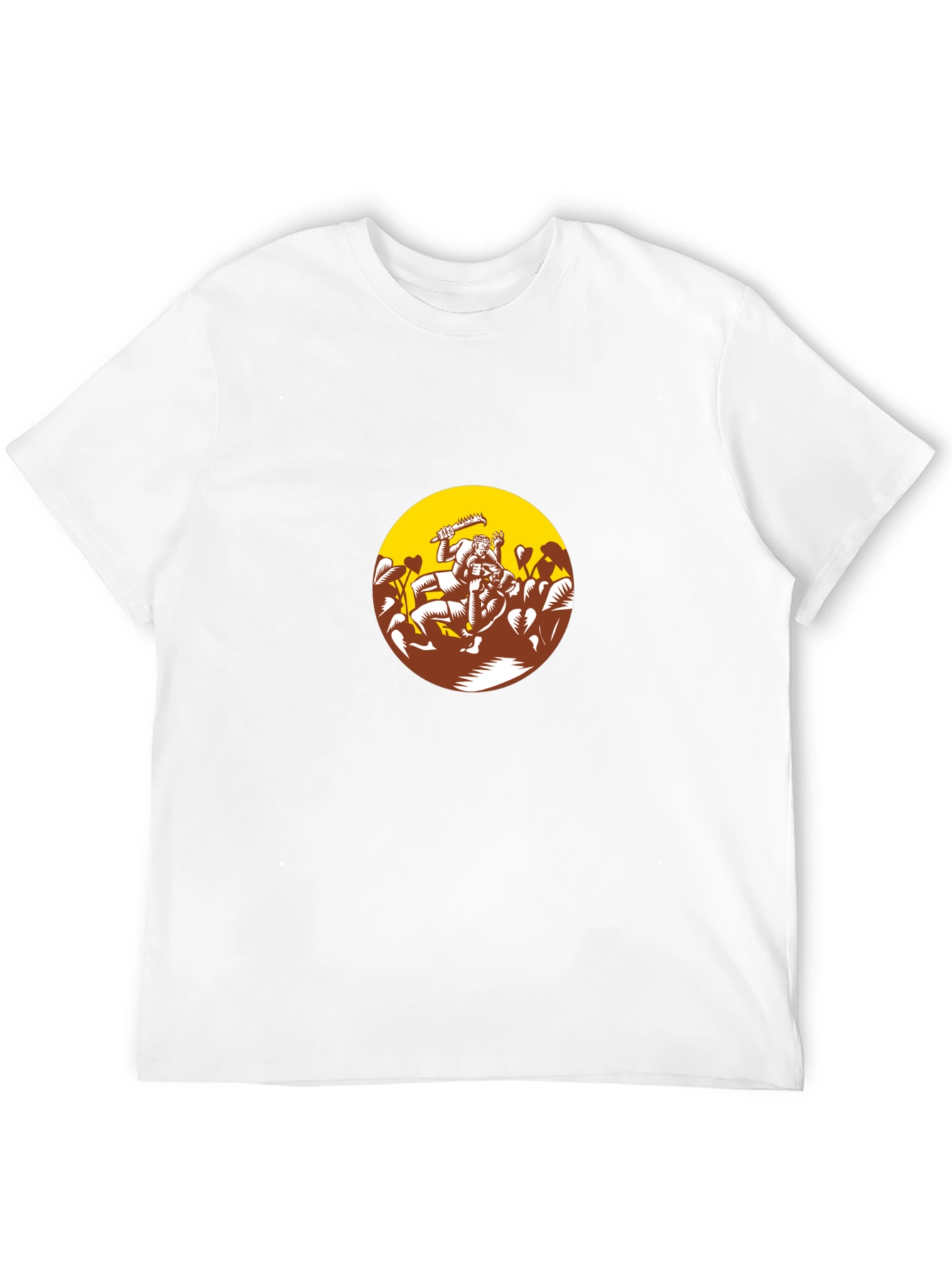 Black Graphic Tee - Wrestlers in Circle Design