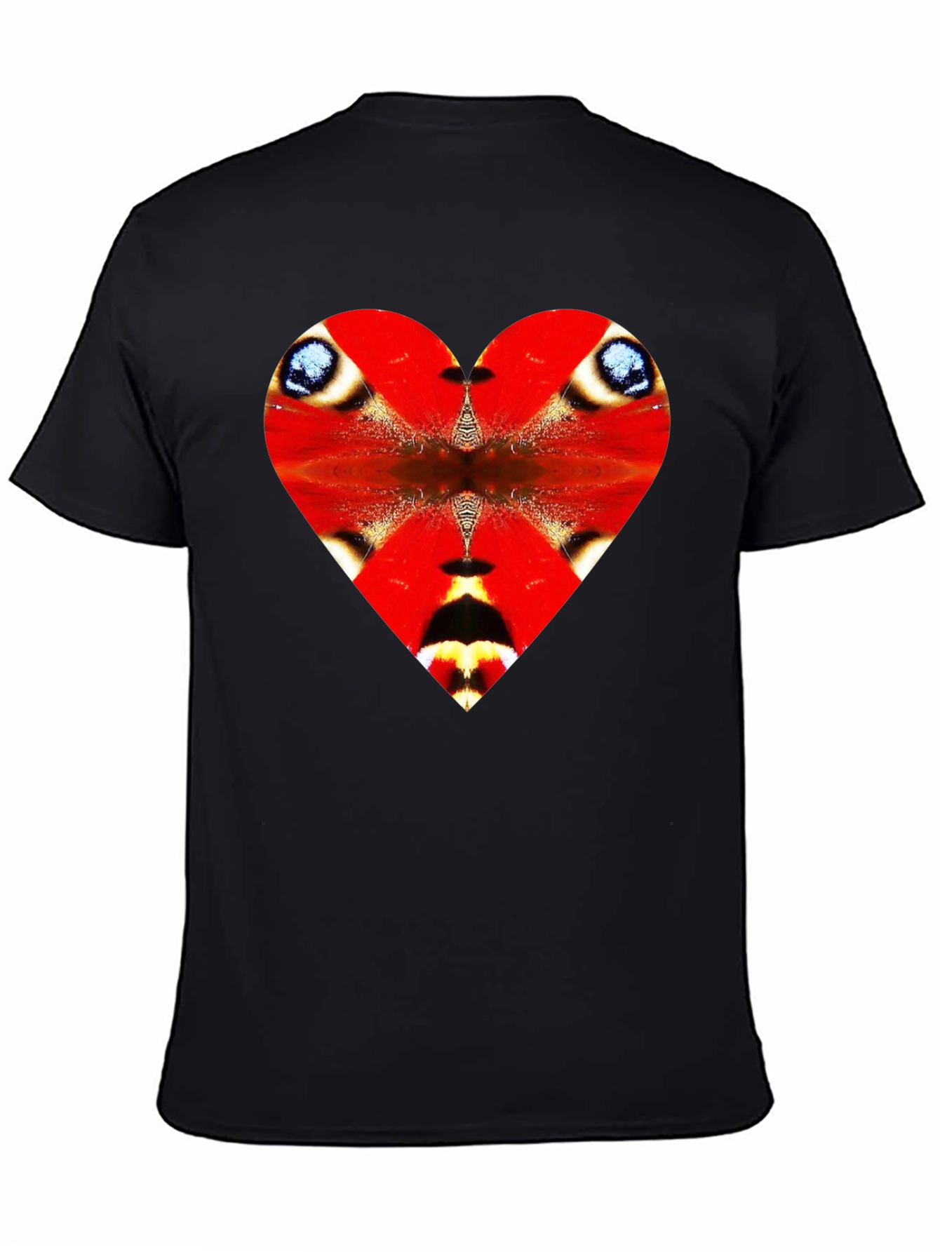 Heart Butterfly Wing Graphic Tee - Black