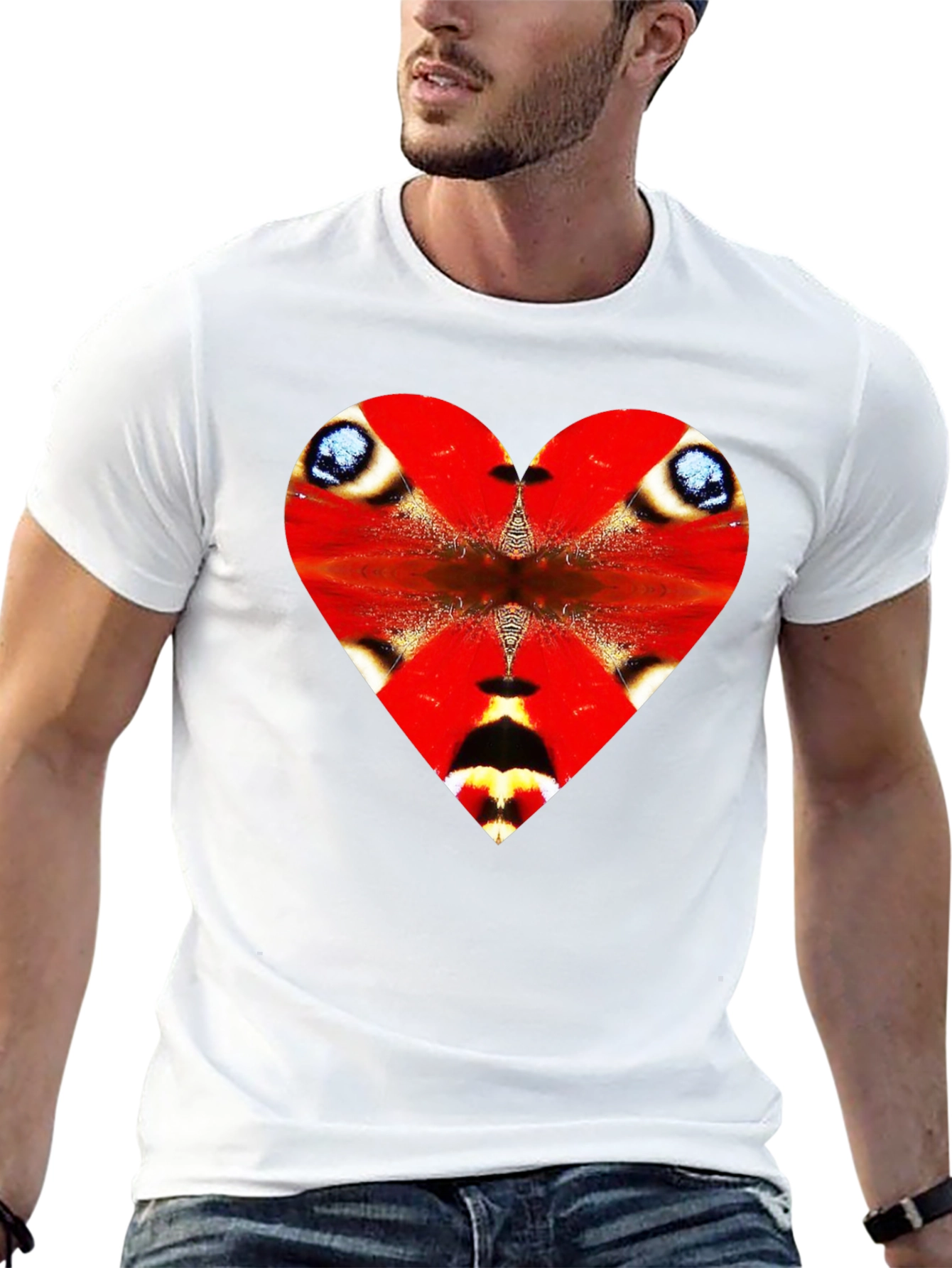 Heart Butterfly Wing Graphic Tee - Black