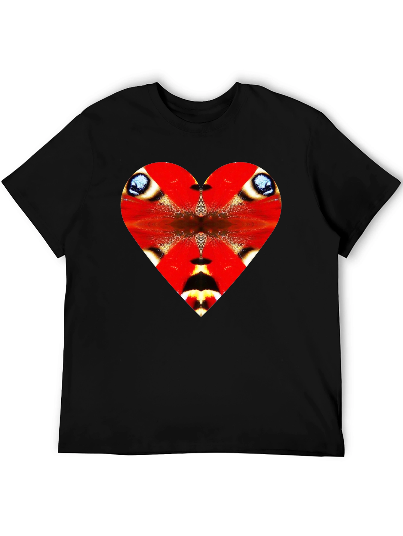 Heart Butterfly Wing Graphic Tee - Black