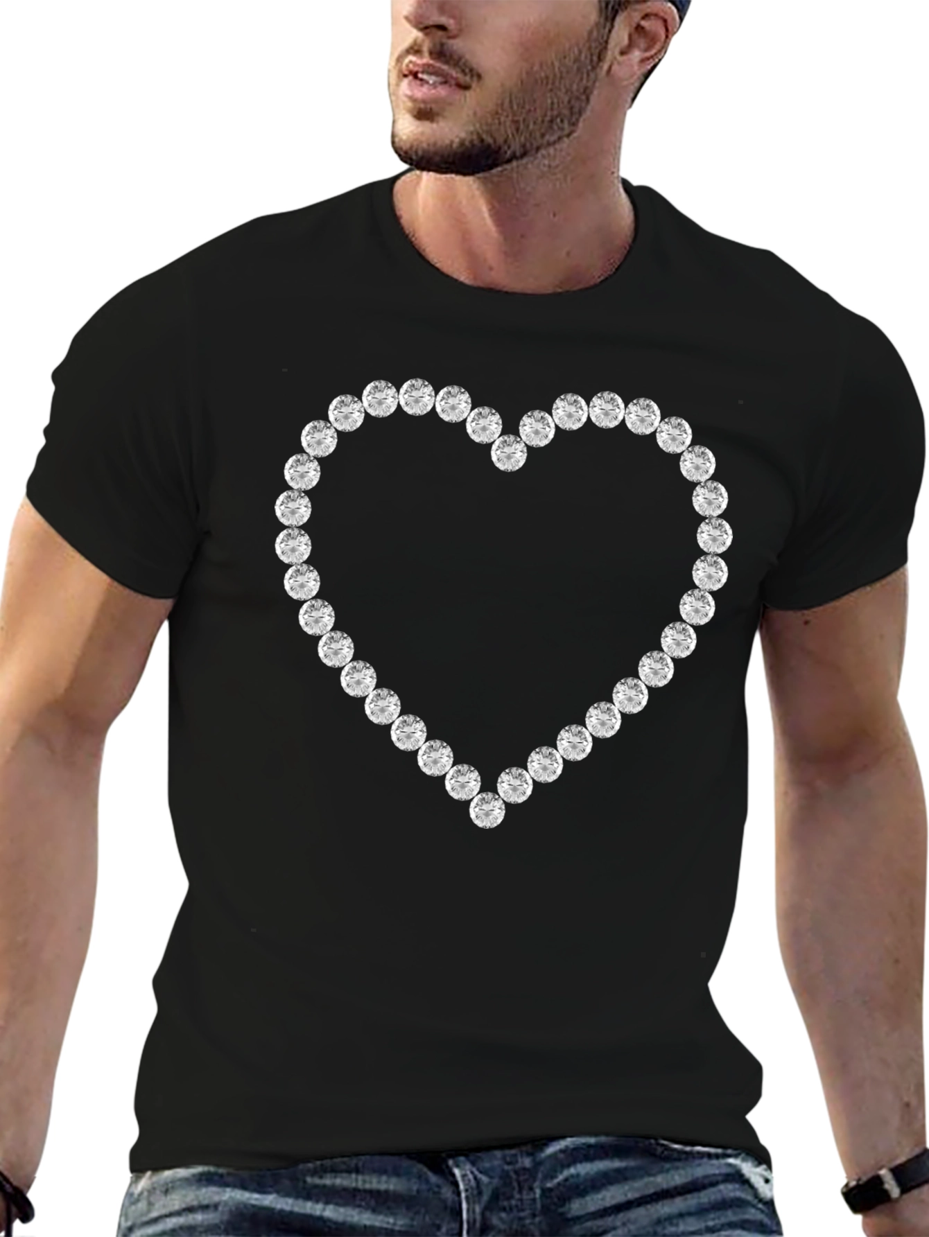 Diamond Heart Graphic Tee - Stylish & Unique