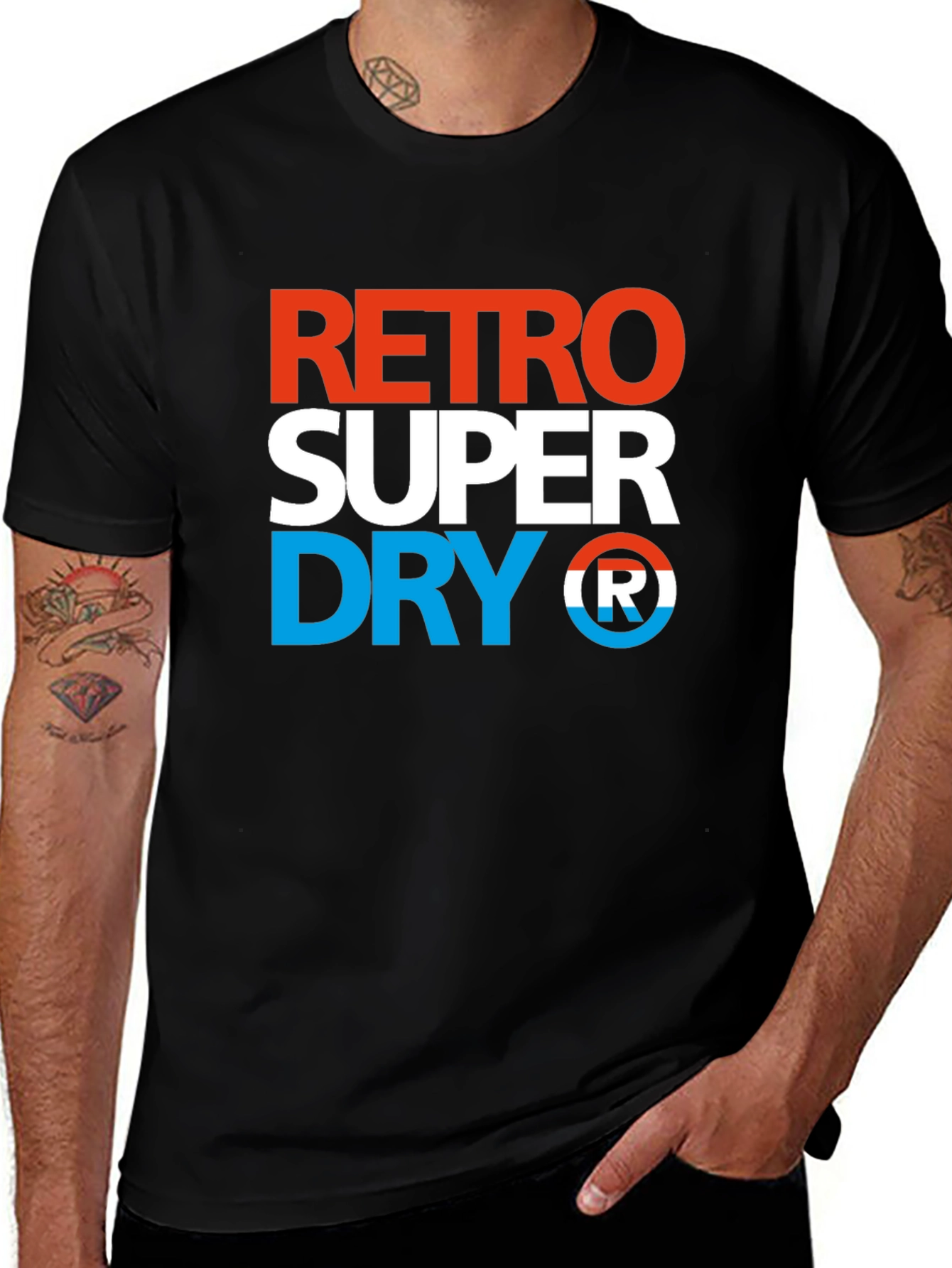 Retro Super Dry Mens Black Graphic Tee