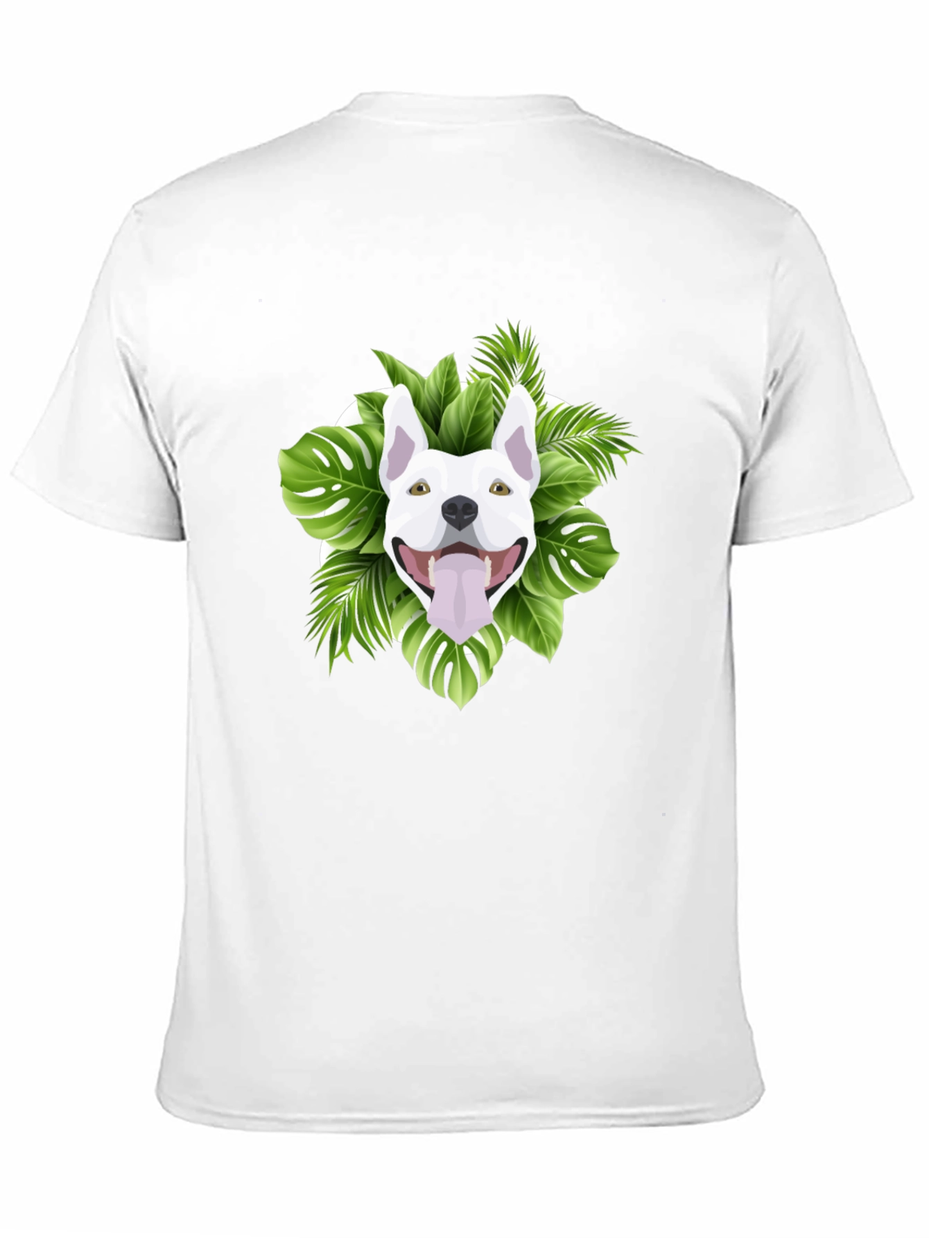 Tropical Dog Graphic Tee - Black Cotton T-Shirt