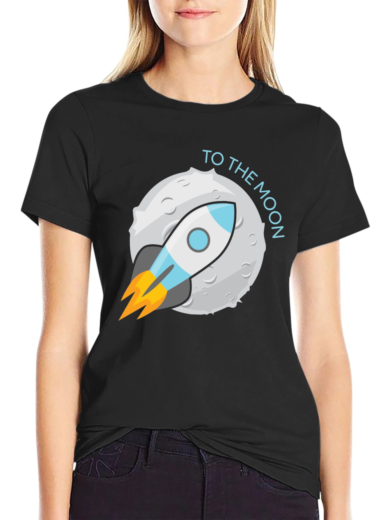 To The Moon Graphic Tee - Space Rocket Design