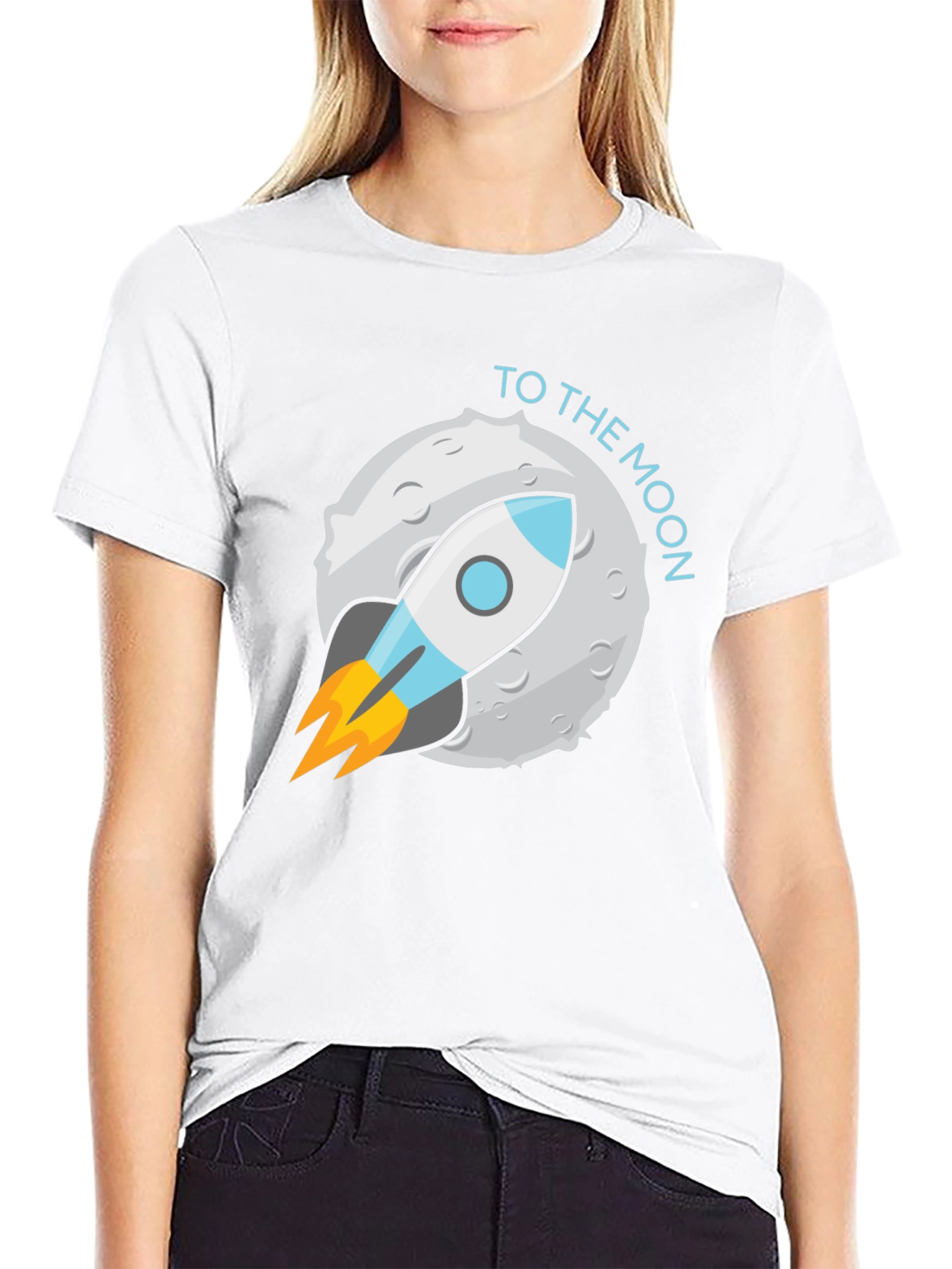 To The Moon Graphic Tee - Space Rocket Design