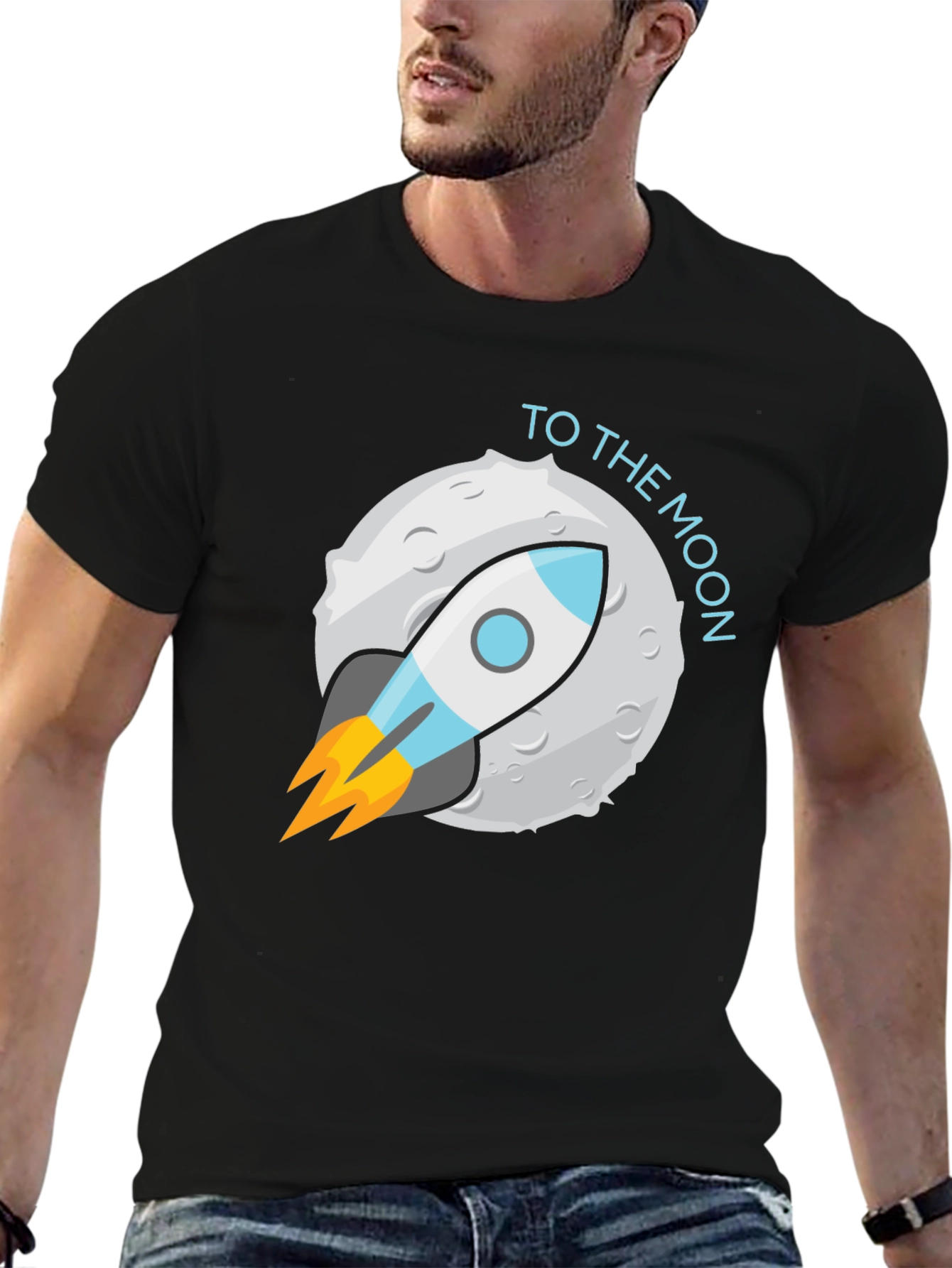 To The Moon Graphic Tee - Space Rocket Design
