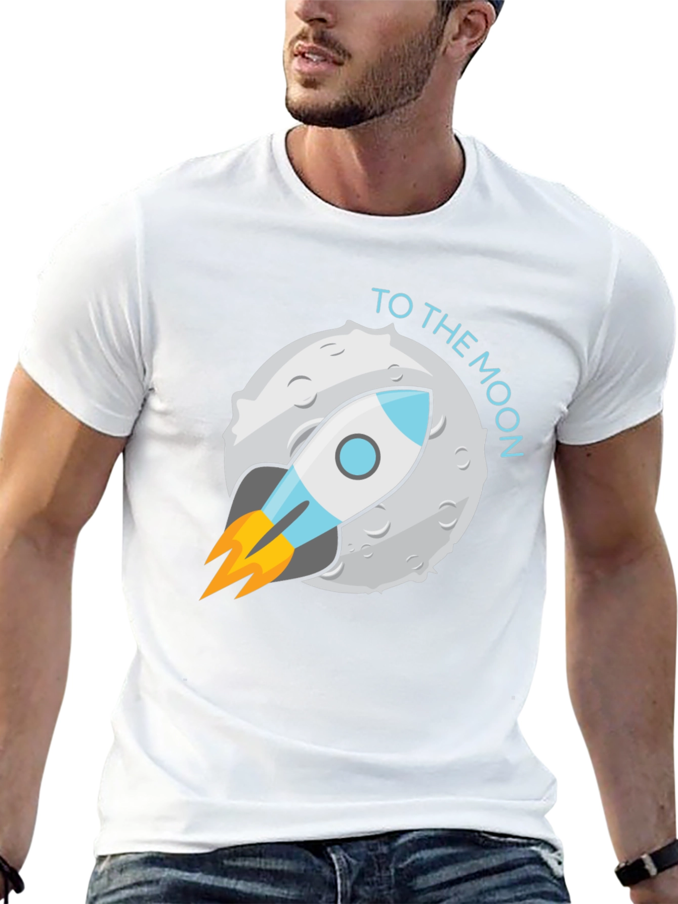 To The Moon Graphic Tee - Space Rocket Design