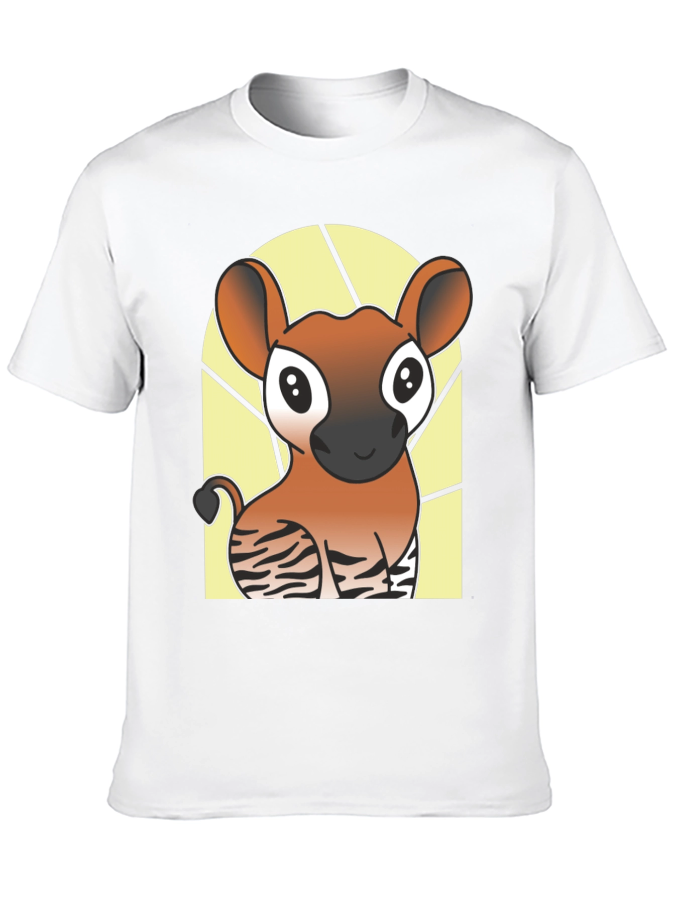 Cute Okapi Cartoon Black T-Shirt