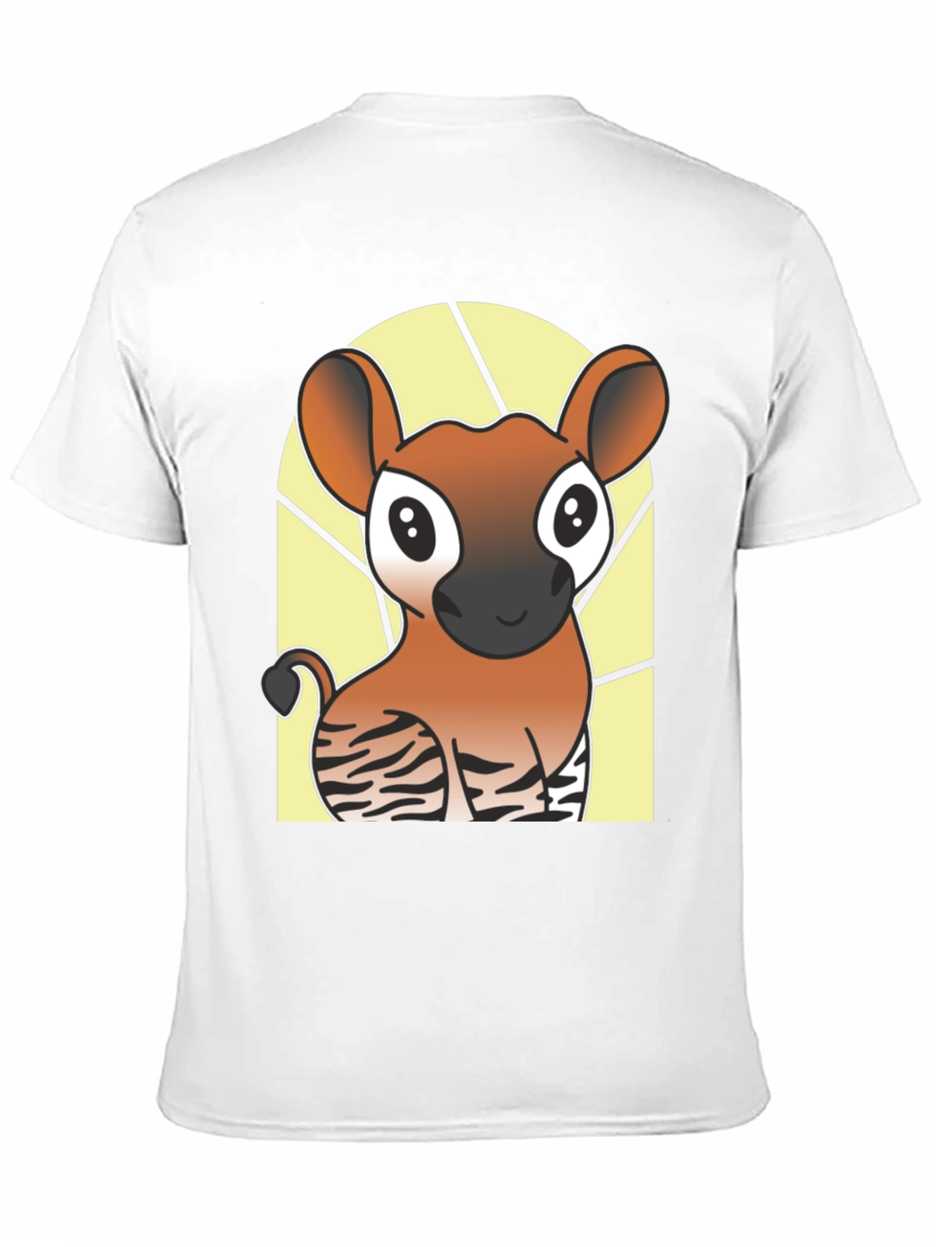 Cute Okapi Cartoon Black T-Shirt