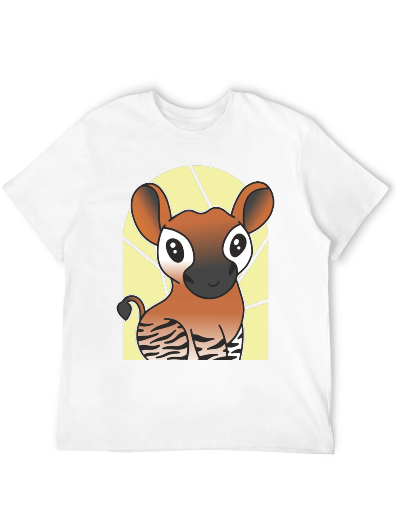 Cute Okapi Cartoon Black T-Shirt