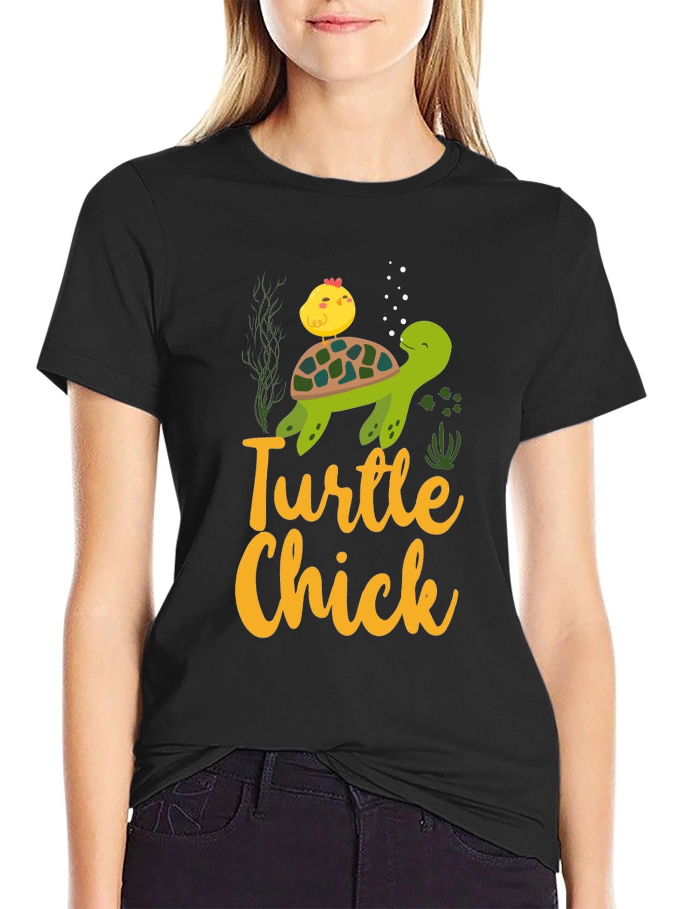 Turtle Chick Graphic Print T-Shirt