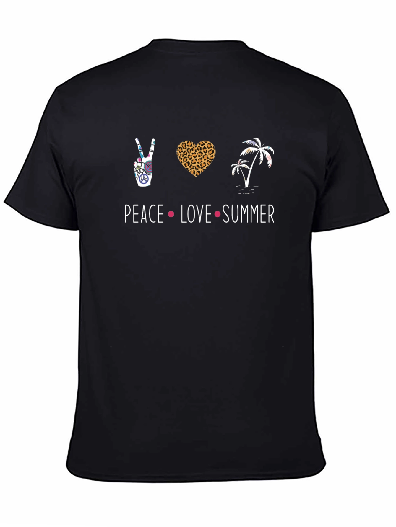 Peace Love Summer Graphic Tee - Black Unisex T-Shirt