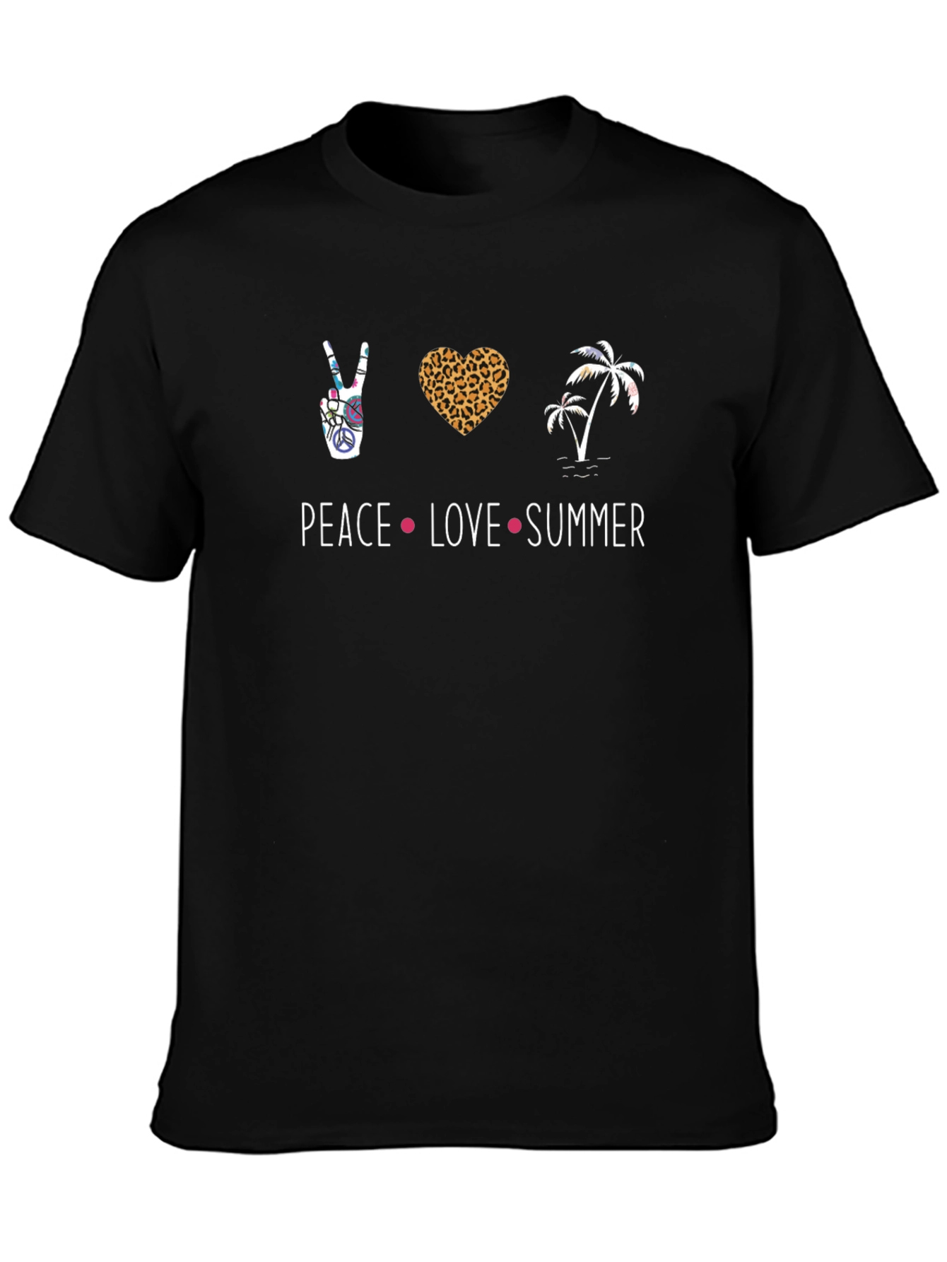 Peace Love Summer Graphic Tee - Black Unisex T-Shirt