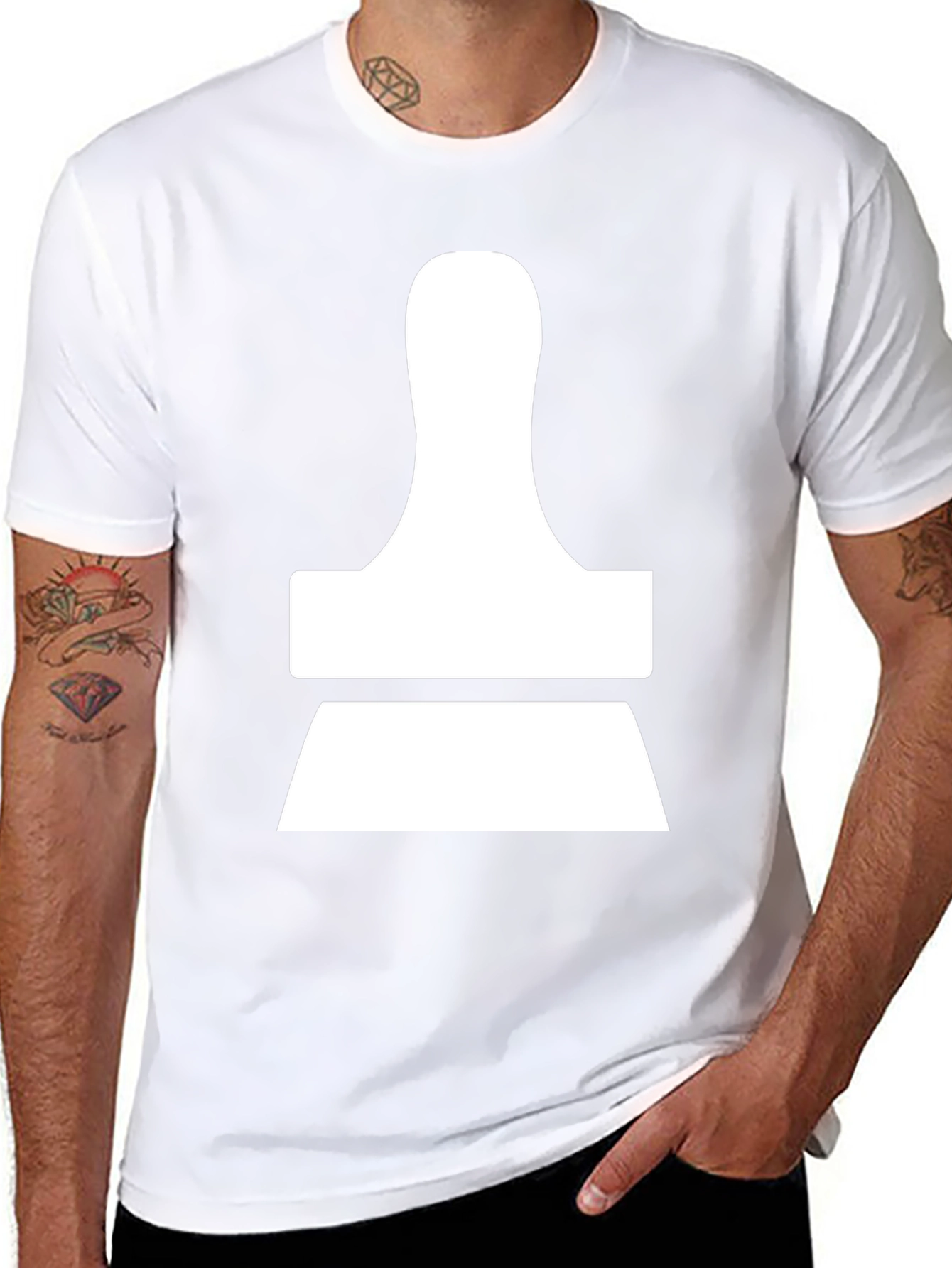 Modern Abstract White Design on Black T-Shirt