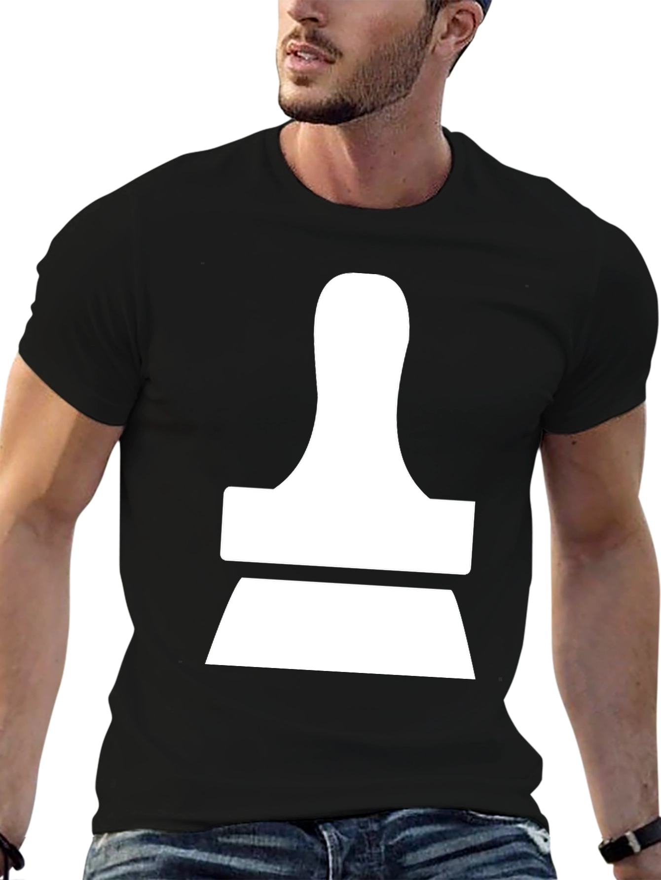Modern Abstract White Design on Black T-Shirt