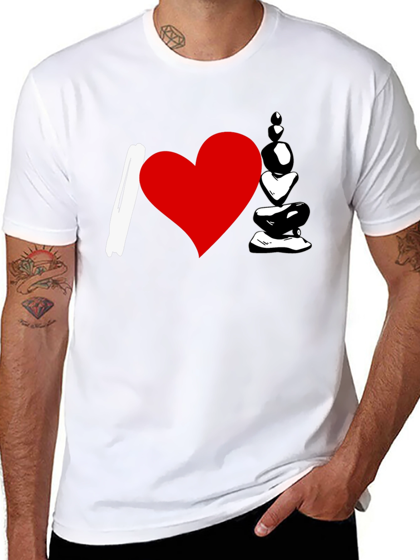 I Love Rocks Graphic Tee - Black Cotton T-Shirt