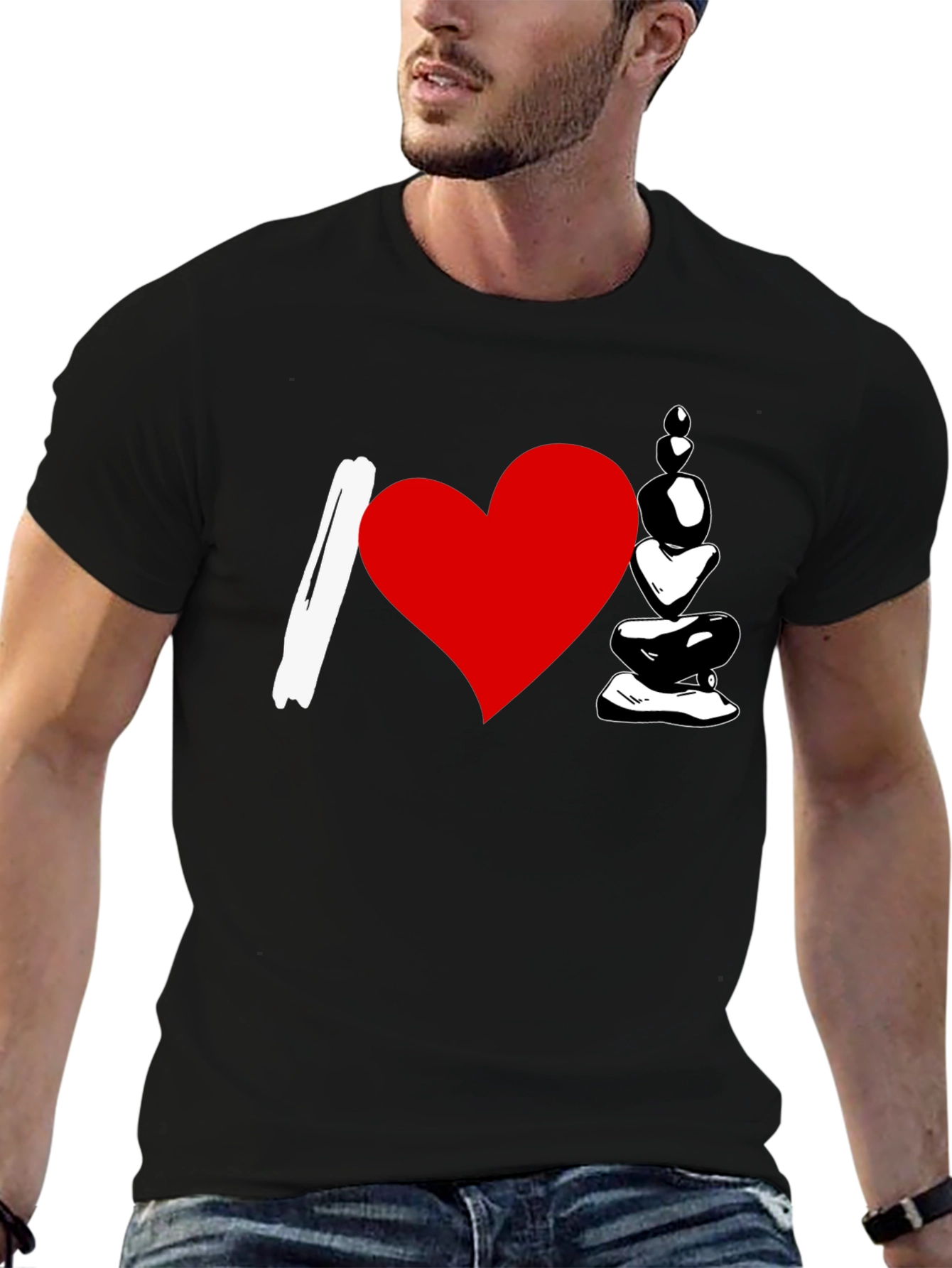 I Love Rocks Graphic Tee - Black Cotton T-Shirt