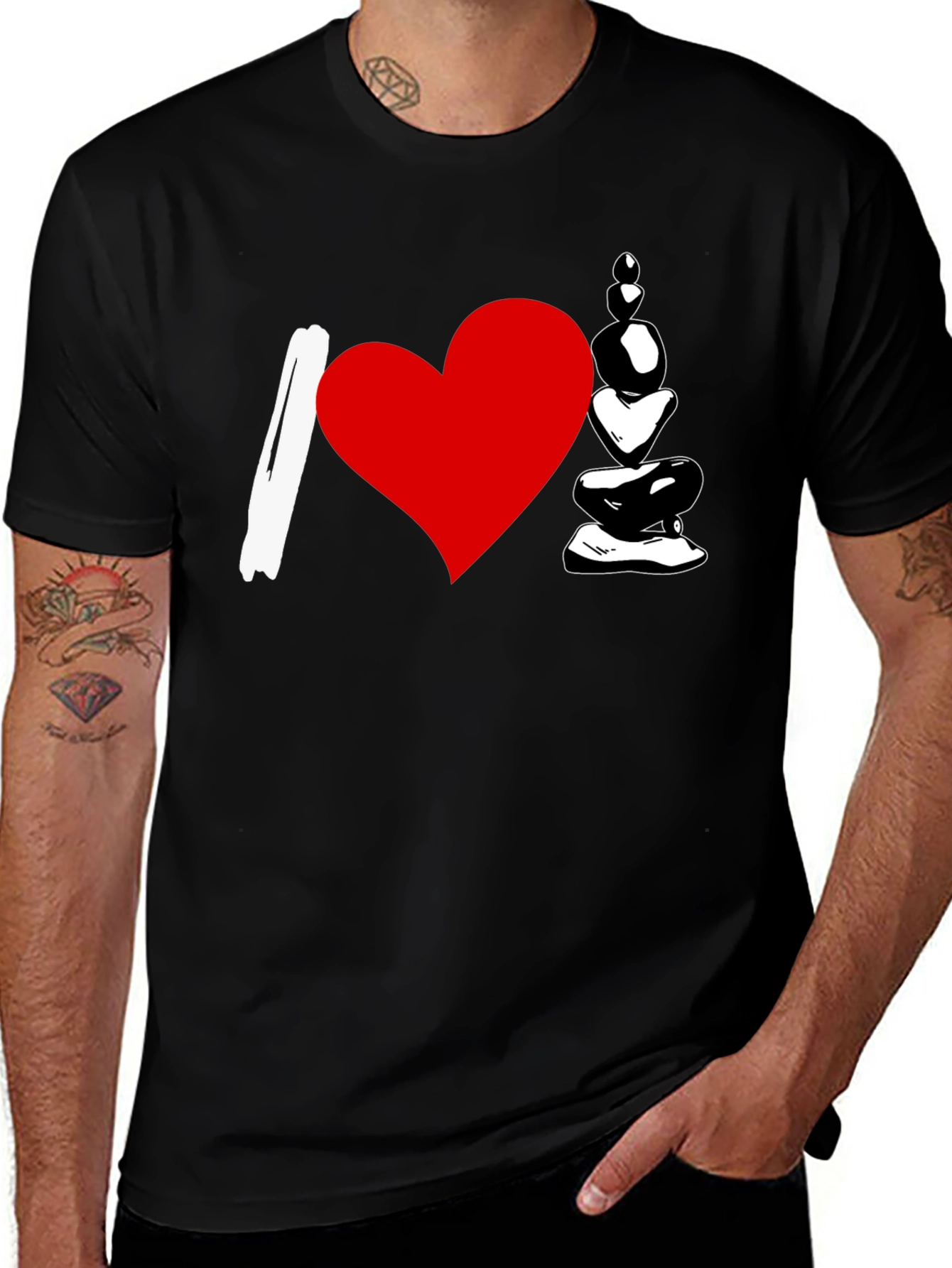 I Love Rocks Graphic Tee - Black Cotton T-Shirt