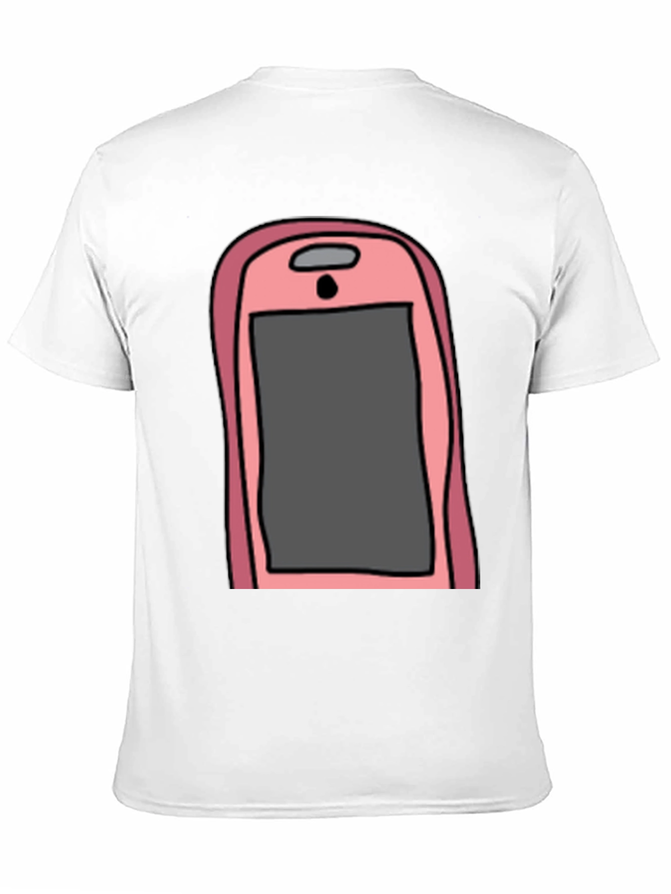 Pink Smartphone Graphic Tee - Black Cotton T-Shirt
