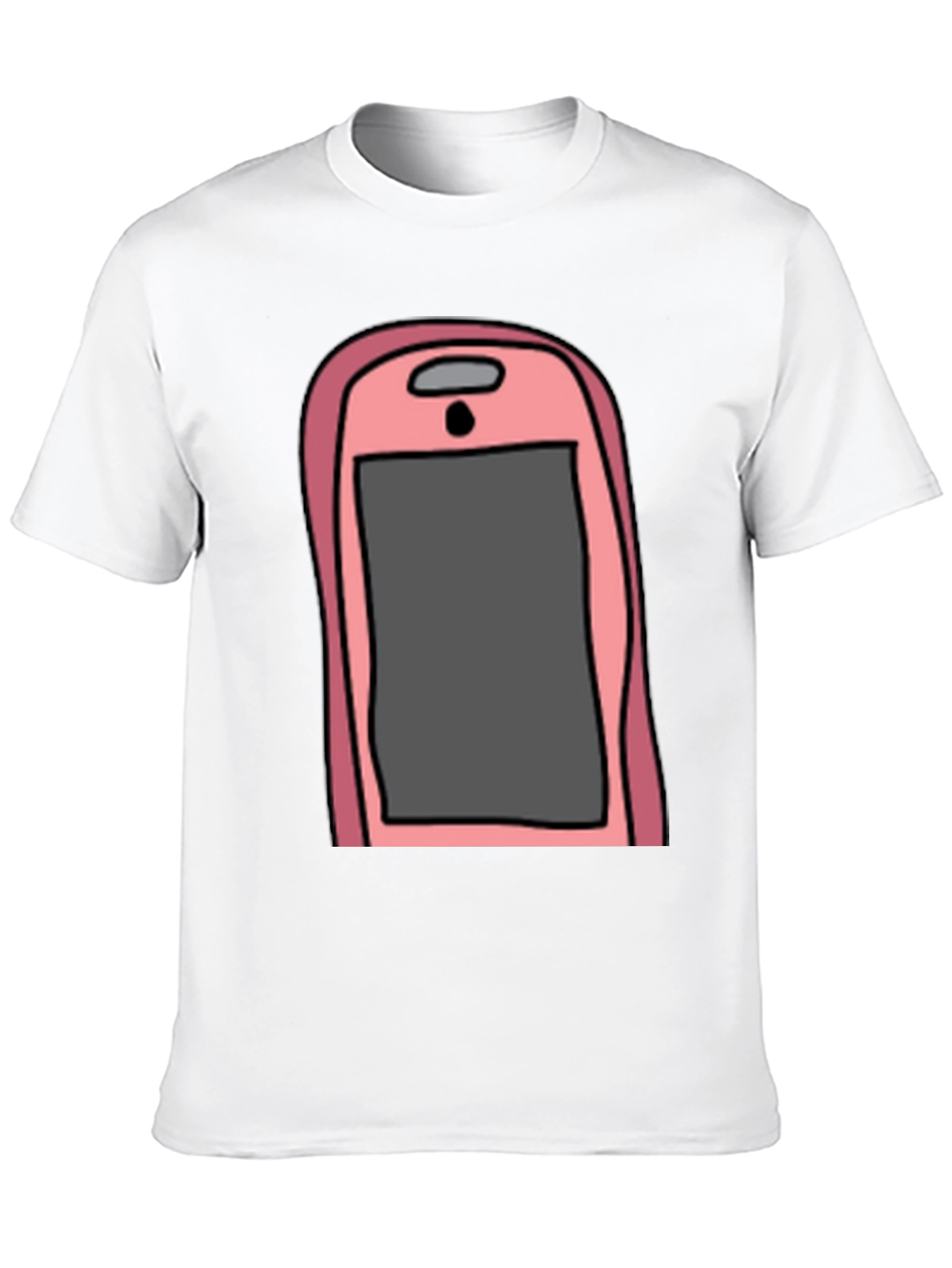 Pink Smartphone Graphic Tee - Black Cotton T-Shirt