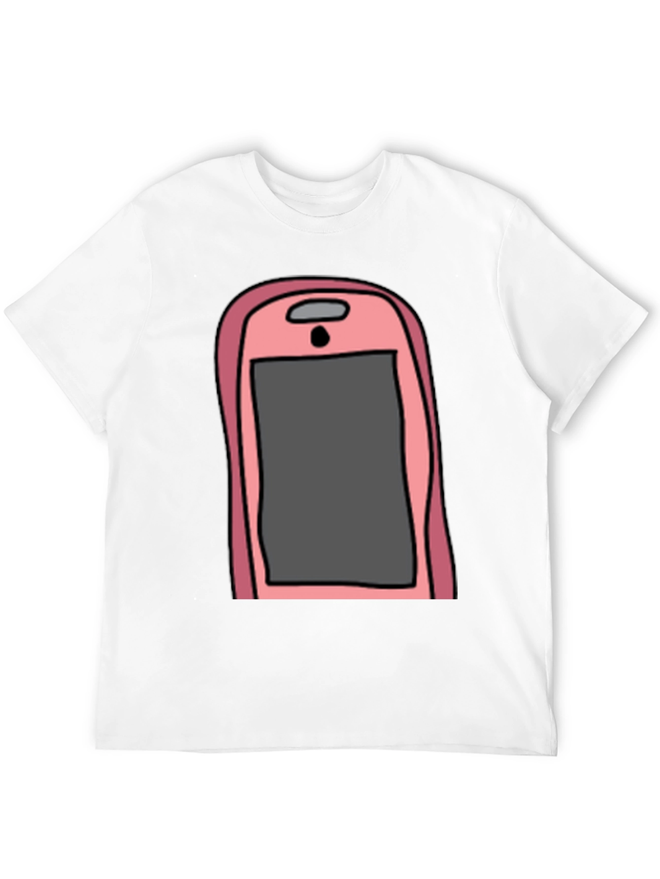 Pink Smartphone Graphic Tee - Black Cotton T-Shirt