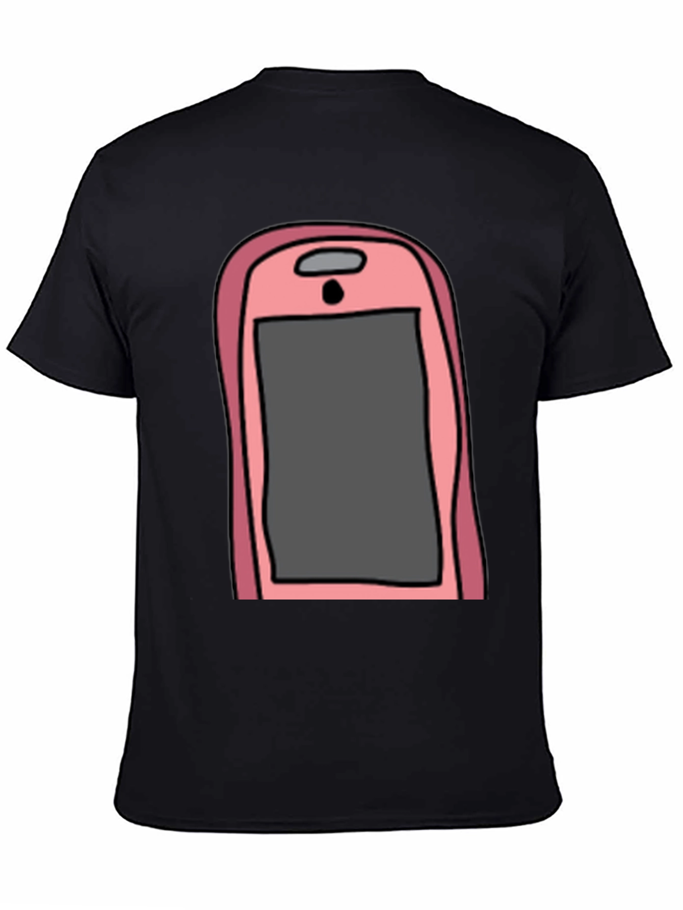 Pink Smartphone Graphic Tee - Black Cotton T-Shirt