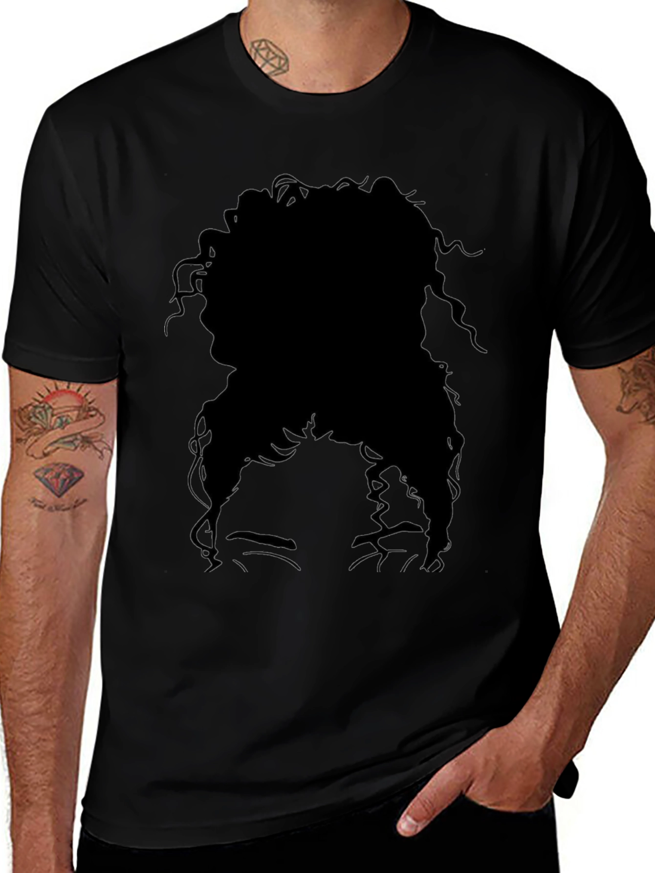 Silhouette Graphic Print Black T-Shirt