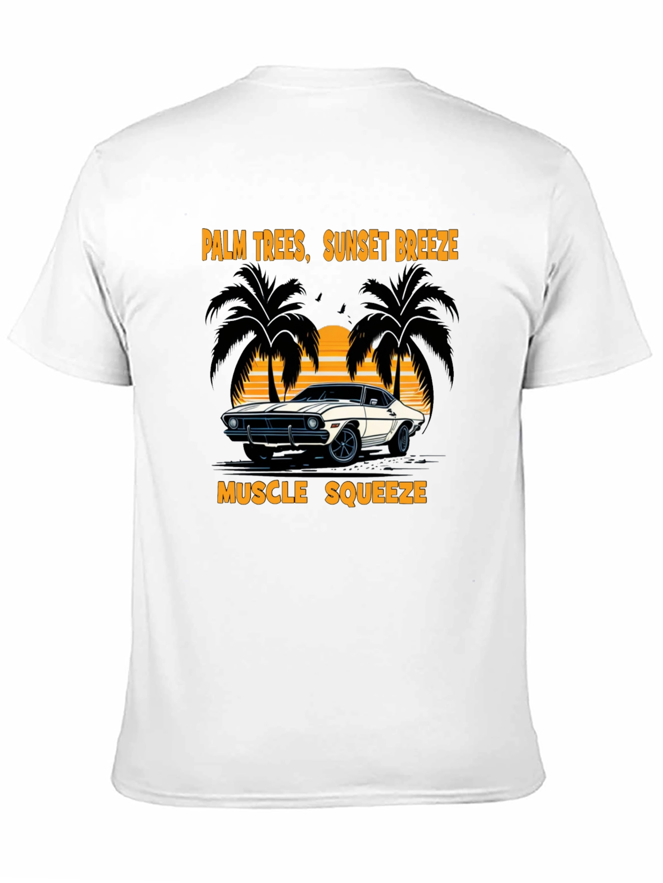 Palm Trees Sunset Breeze Muscle Car T-Shirt
