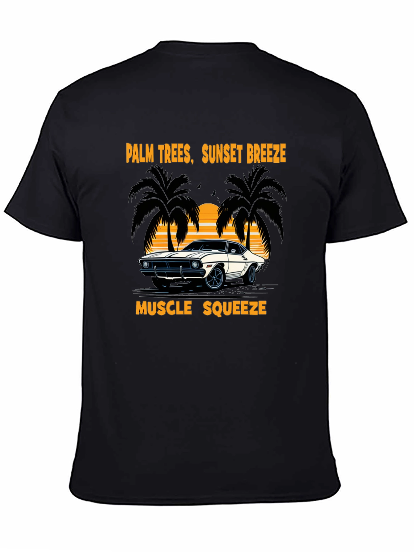 Palm Trees Sunset Breeze Muscle Car T-Shirt