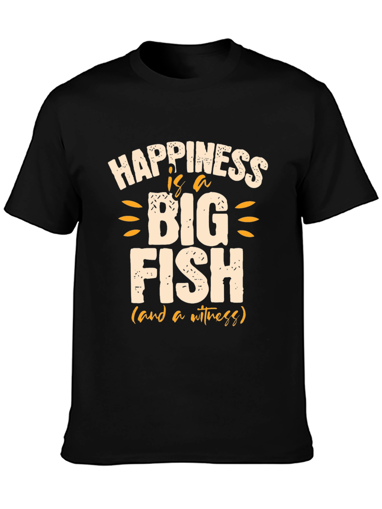 Happiness Is a Big Fish Mens Black T-Shirt