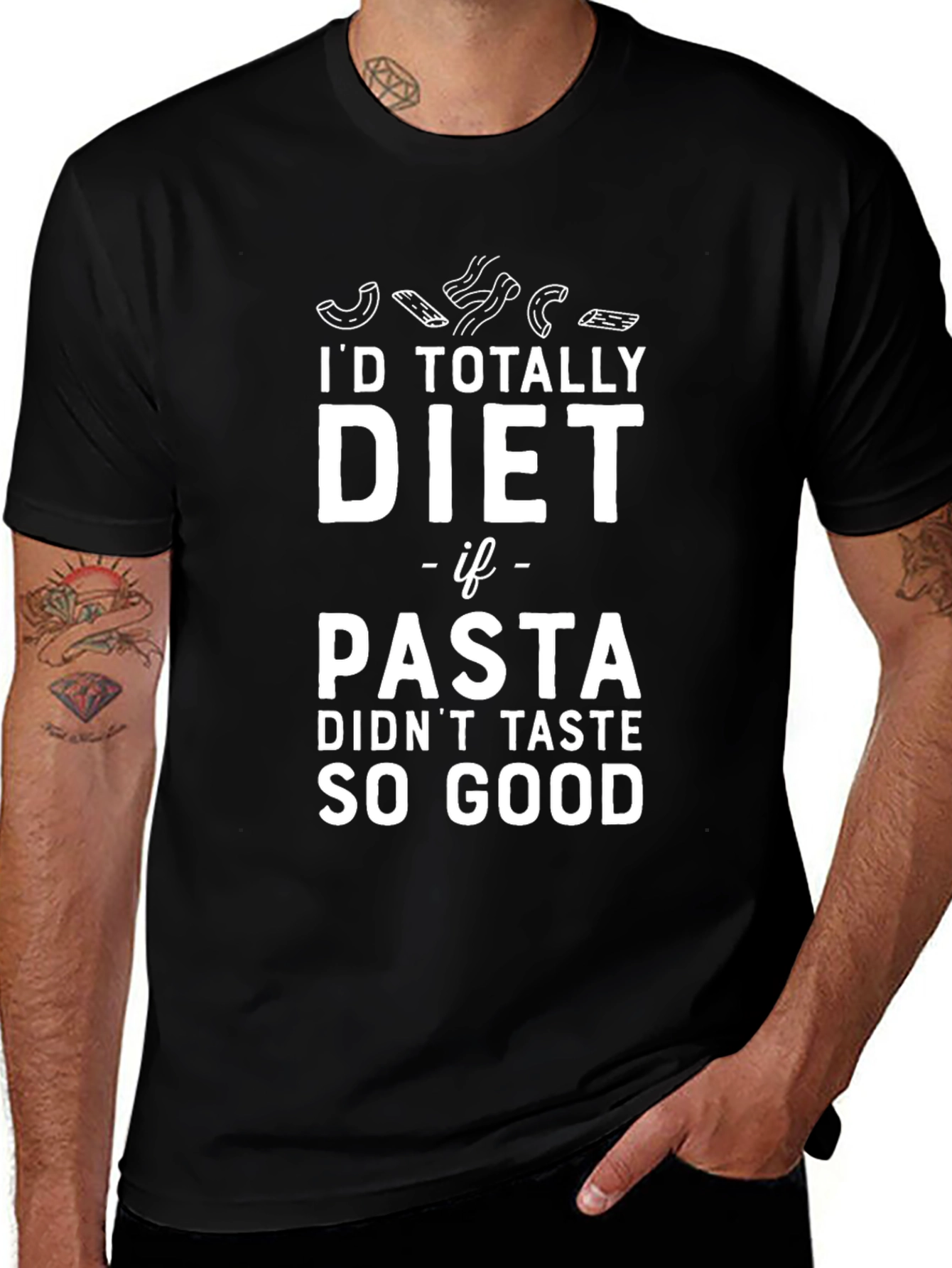 Pasta Lovers Black T-Shirt - Funny Diet Quote