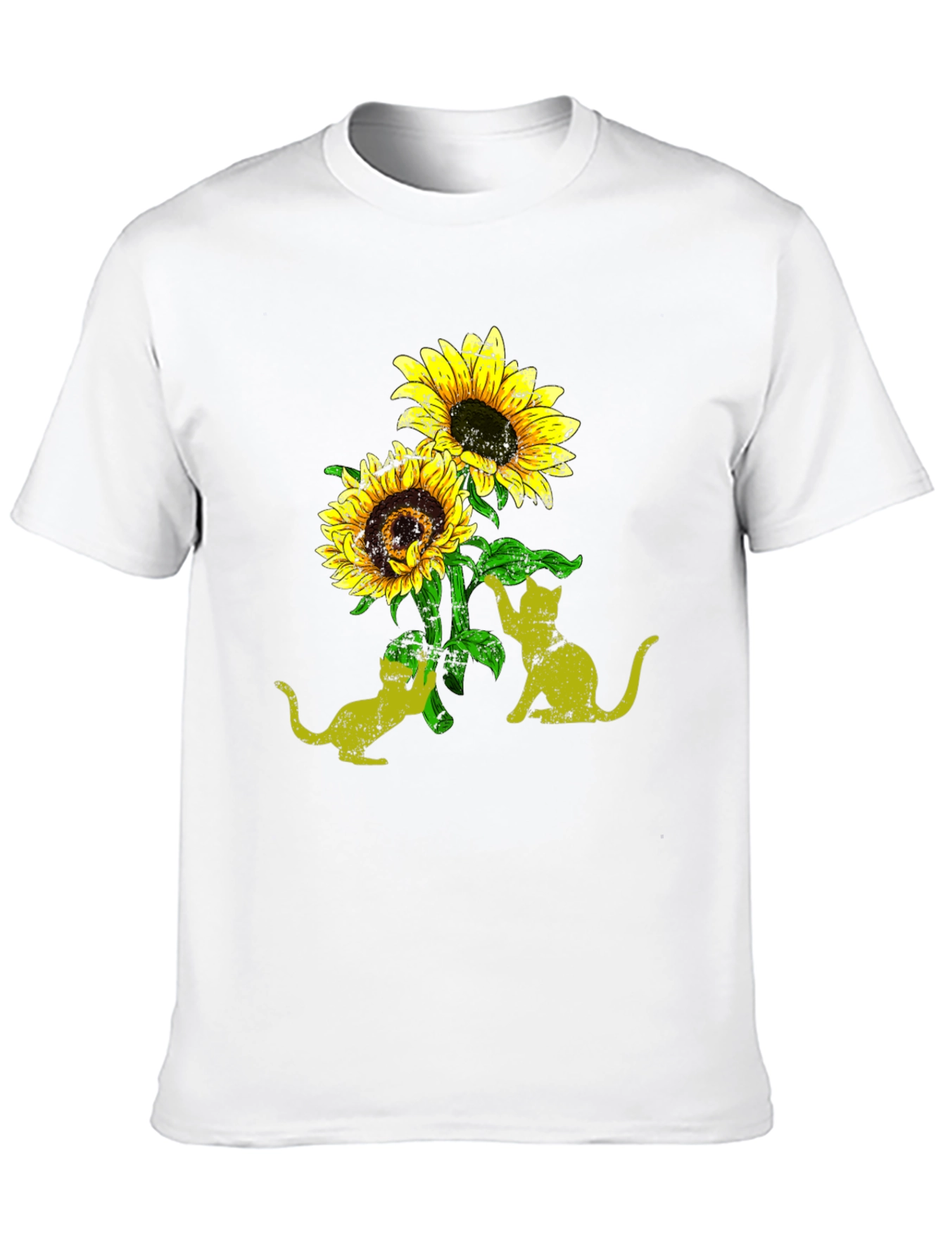 Sunflower Cats Black T-Shirt