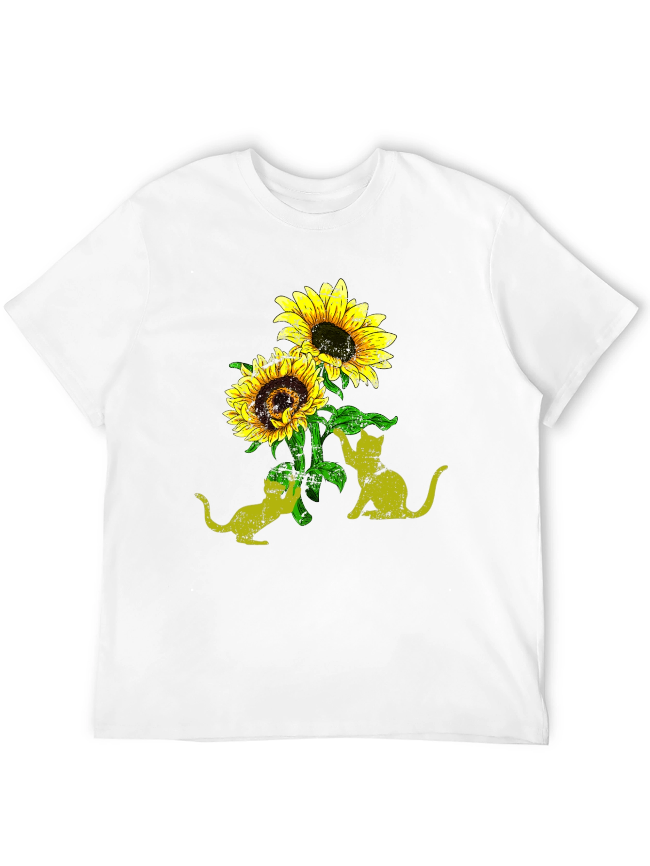 Sunflower Cats Black T-Shirt