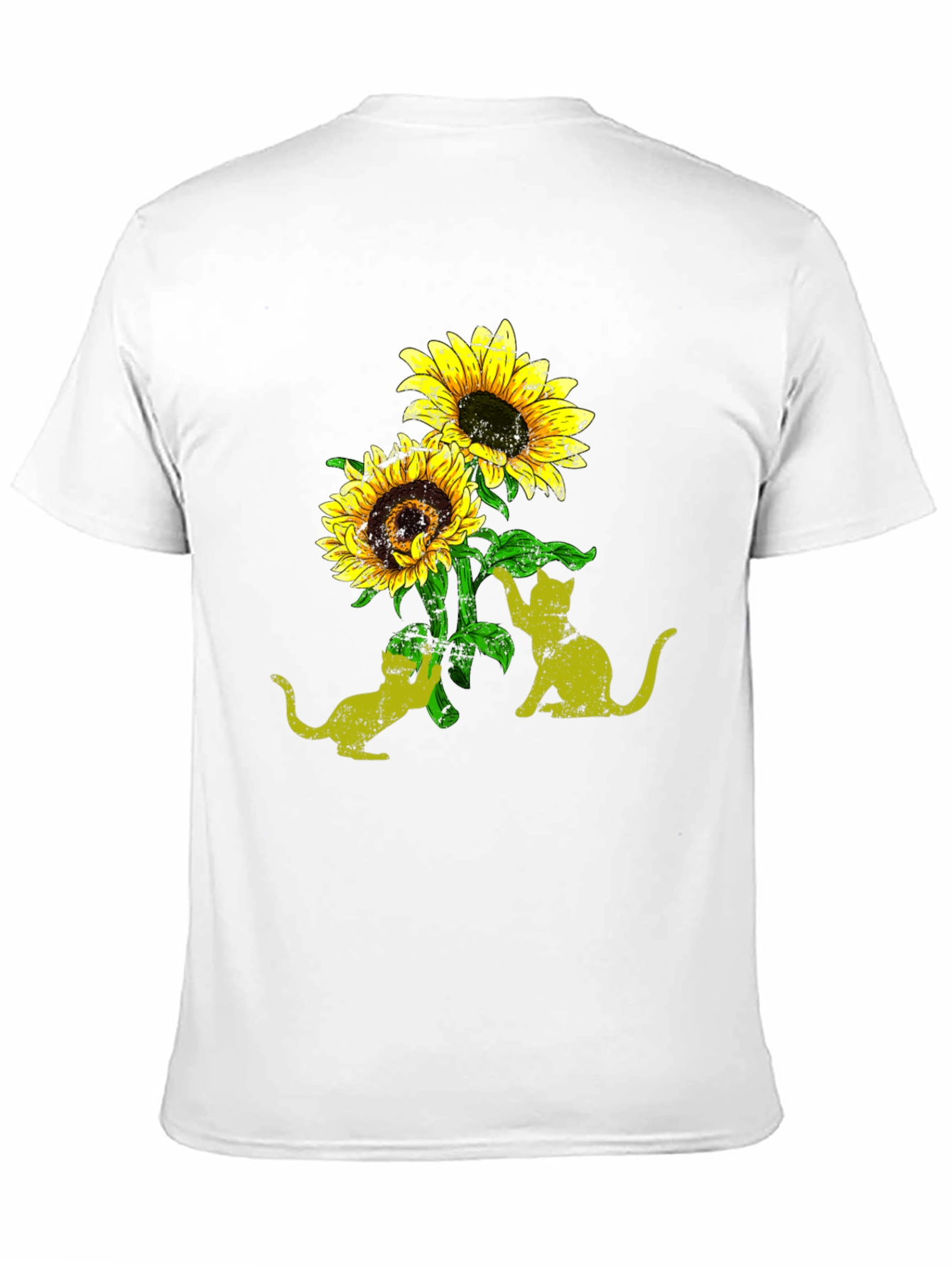 Sunflower Cats Black T-Shirt