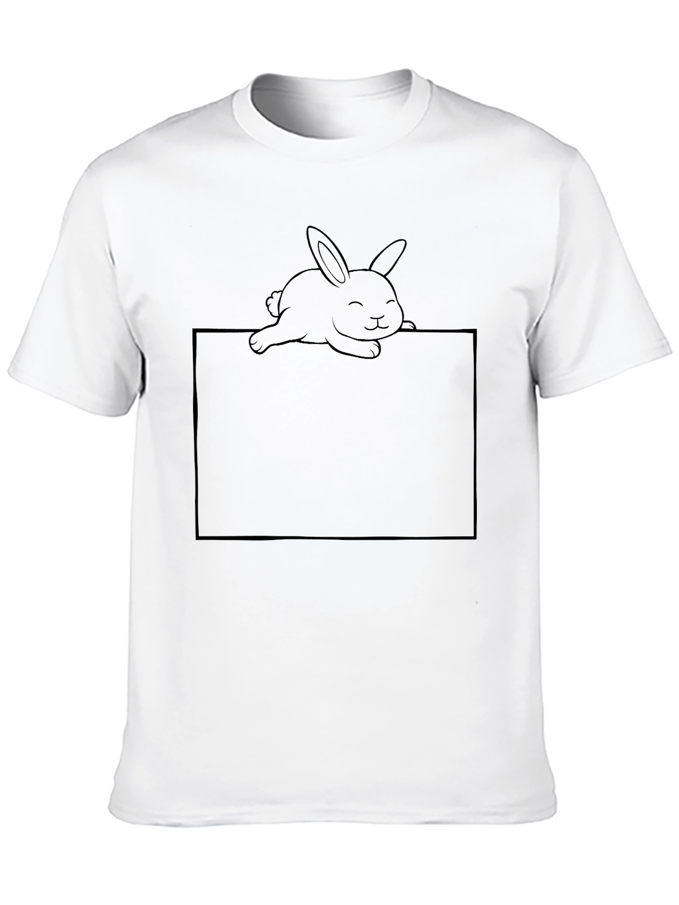 Bunny Peeking Over Box - Black T-Shirt