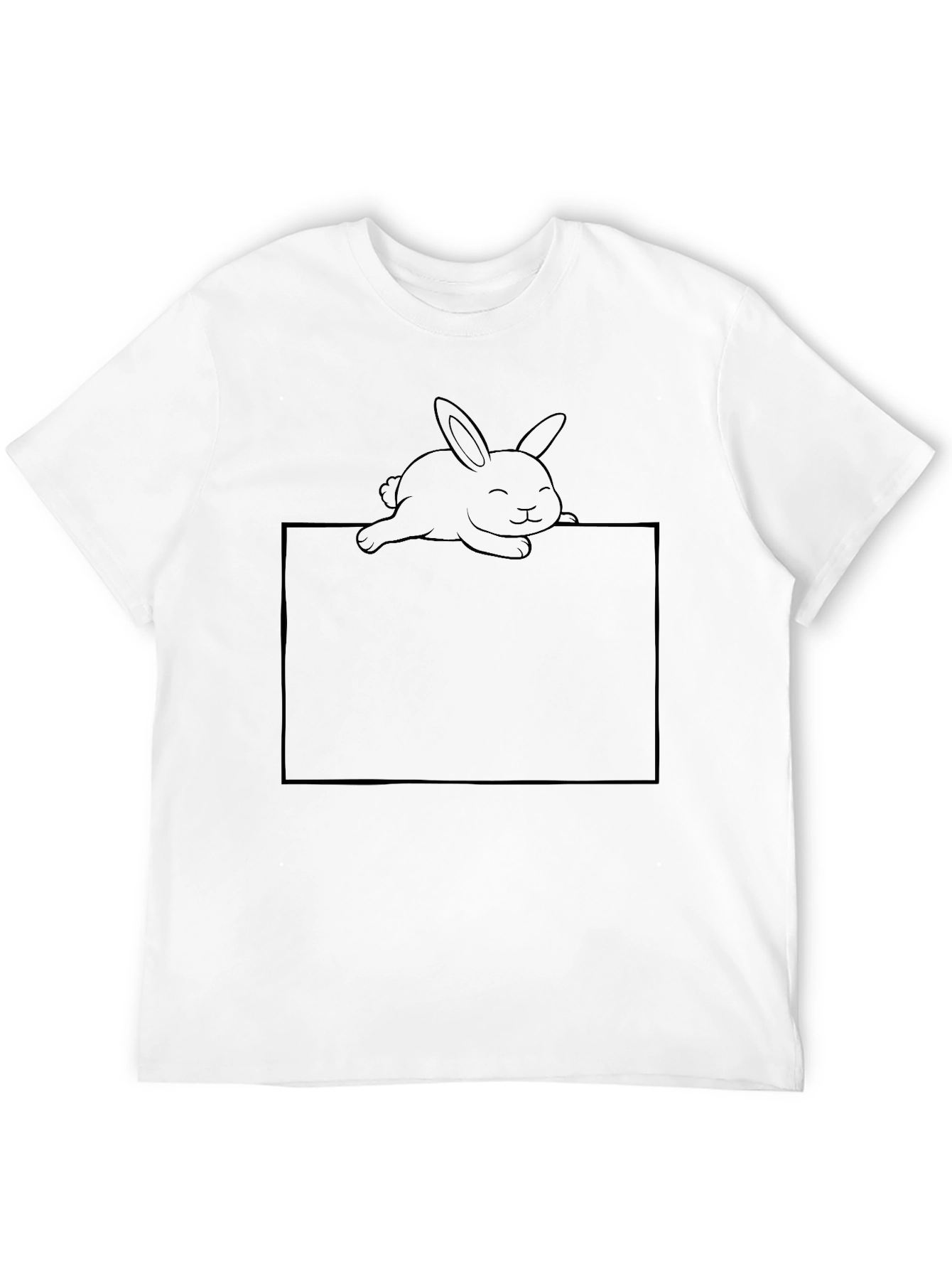 Bunny Peeking Over Box - Black T-Shirt