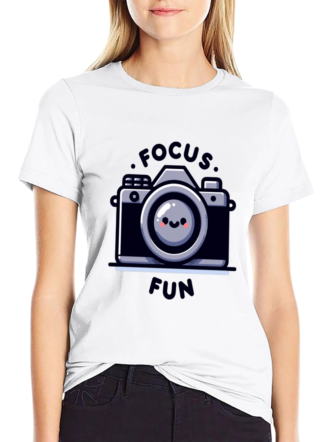 Focus Fun Camera Graphic Tee - Black Cotton T-Shirt