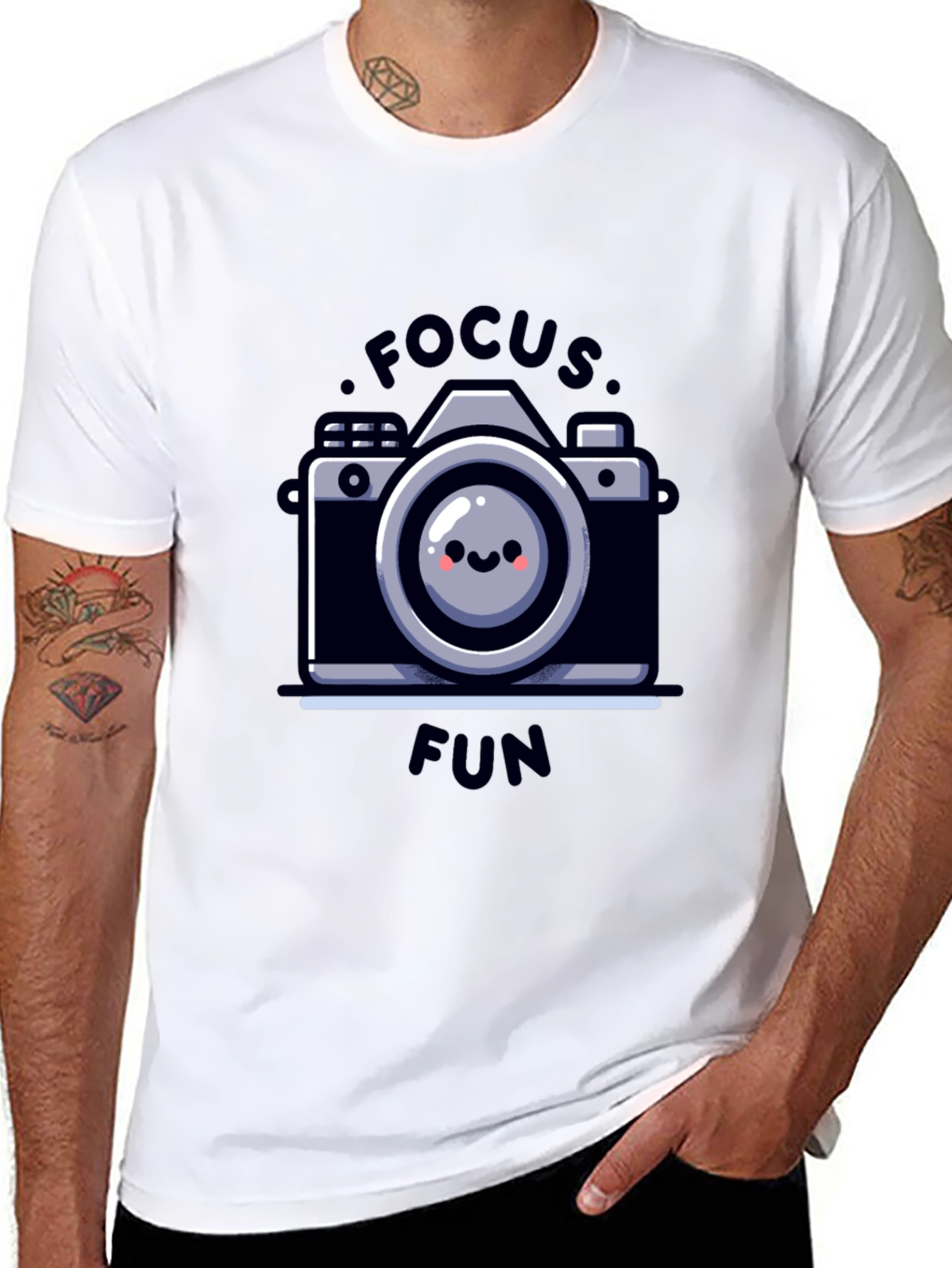 Focus Fun Camera Graphic Tee - Black Cotton T-Shirt