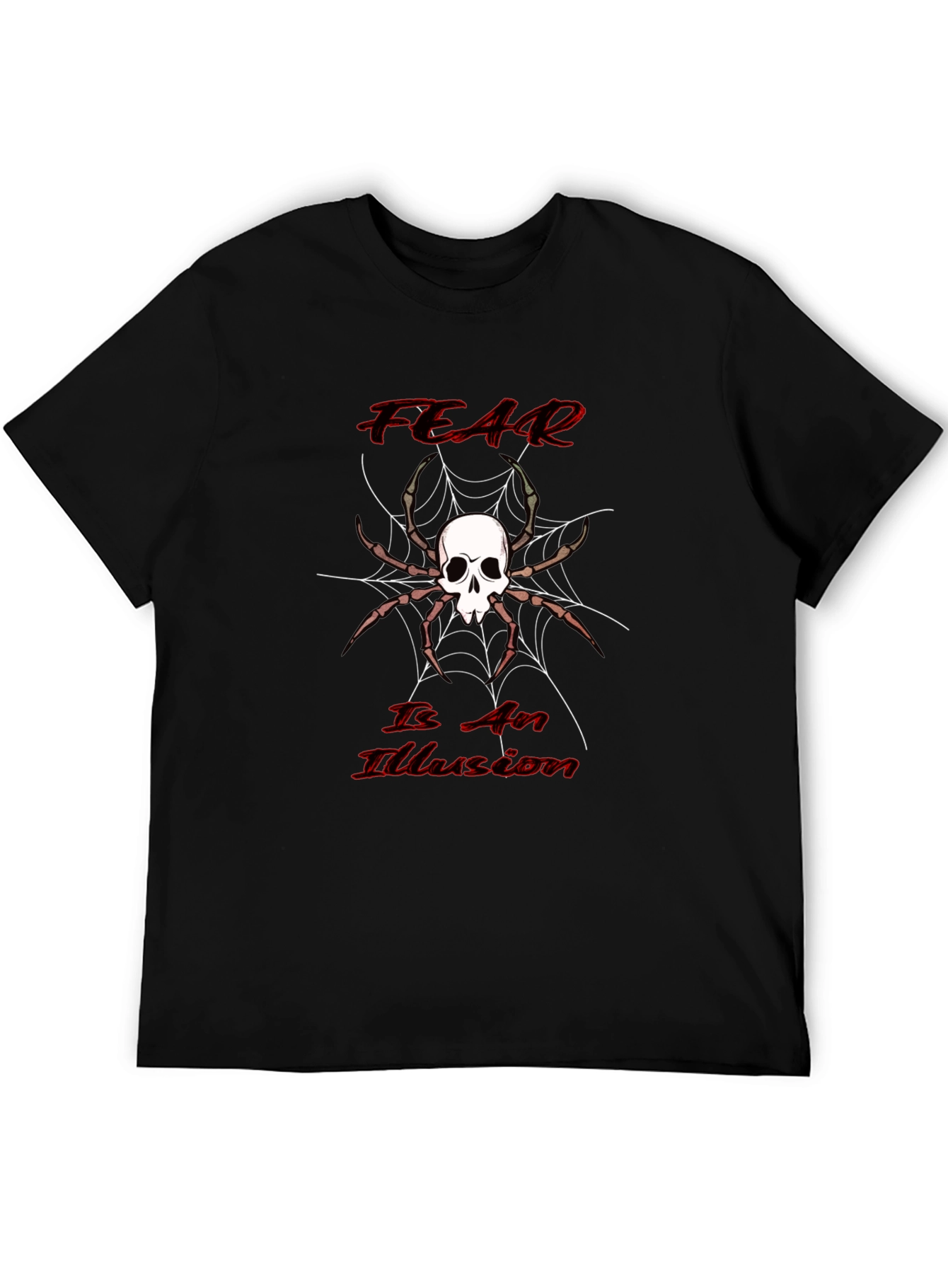 Fear is an Illusion Skull Spider Graphic T-Shirt