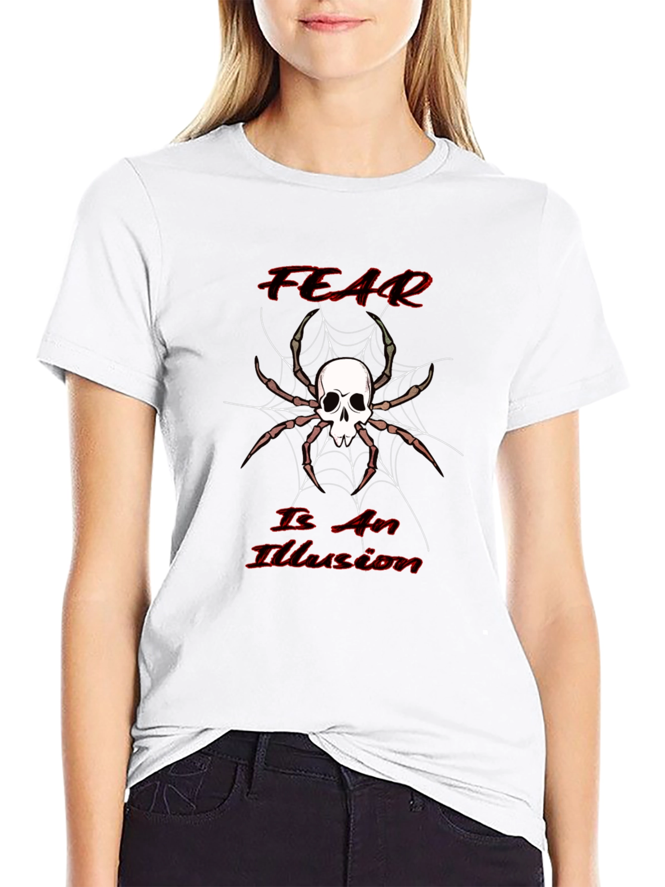 Fear is an Illusion Skull Spider Graphic T-Shirt