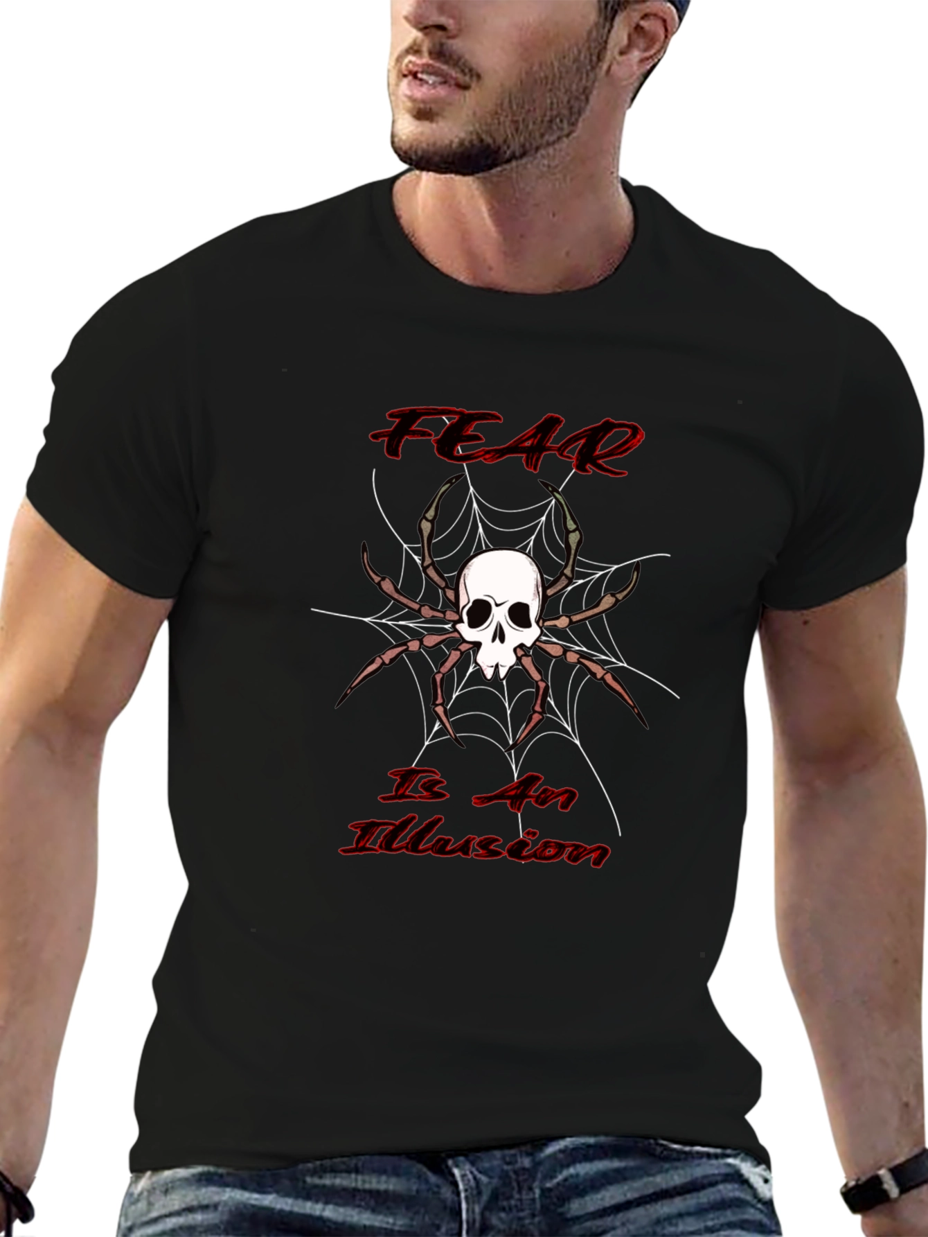 Fear is an Illusion Skull Spider Graphic T-Shirt