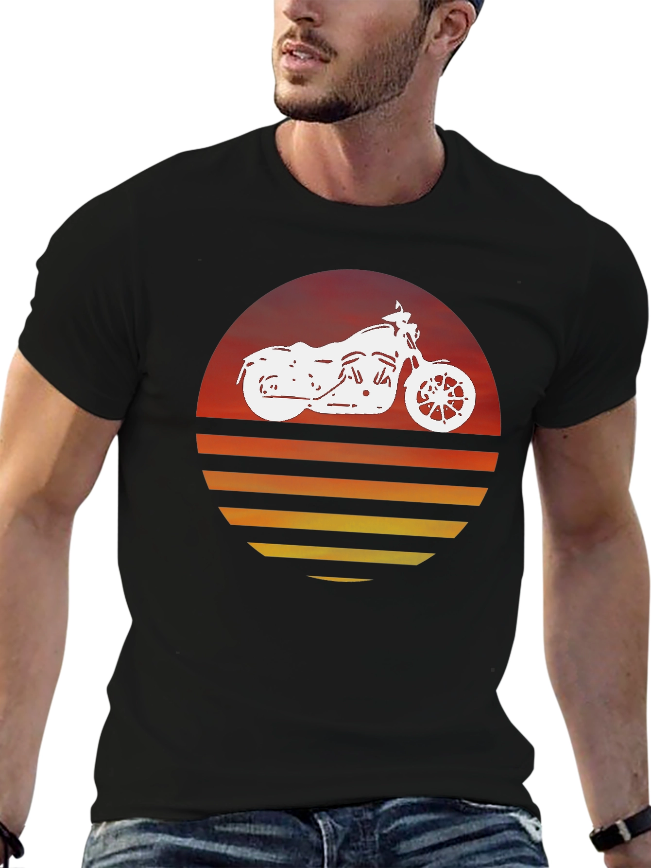 Motorcycle Sunset Graphic Tee - Ride in Style!