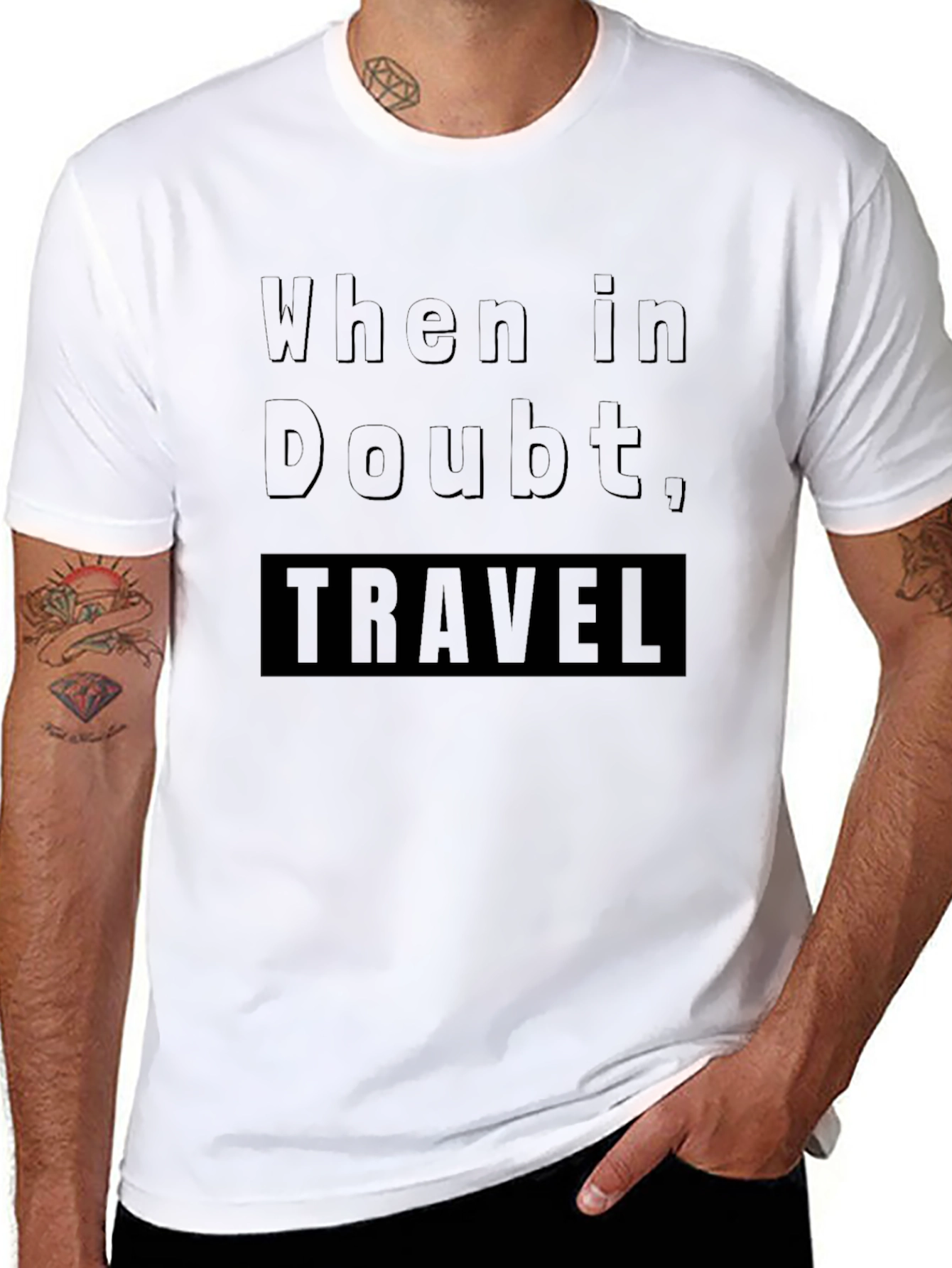 When in Doubt Travel Black Graphic Tee