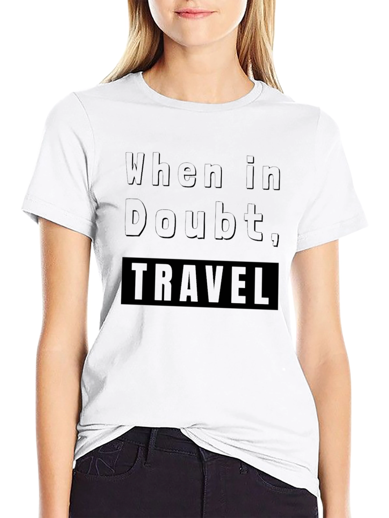 When in Doubt Travel Black Graphic Tee