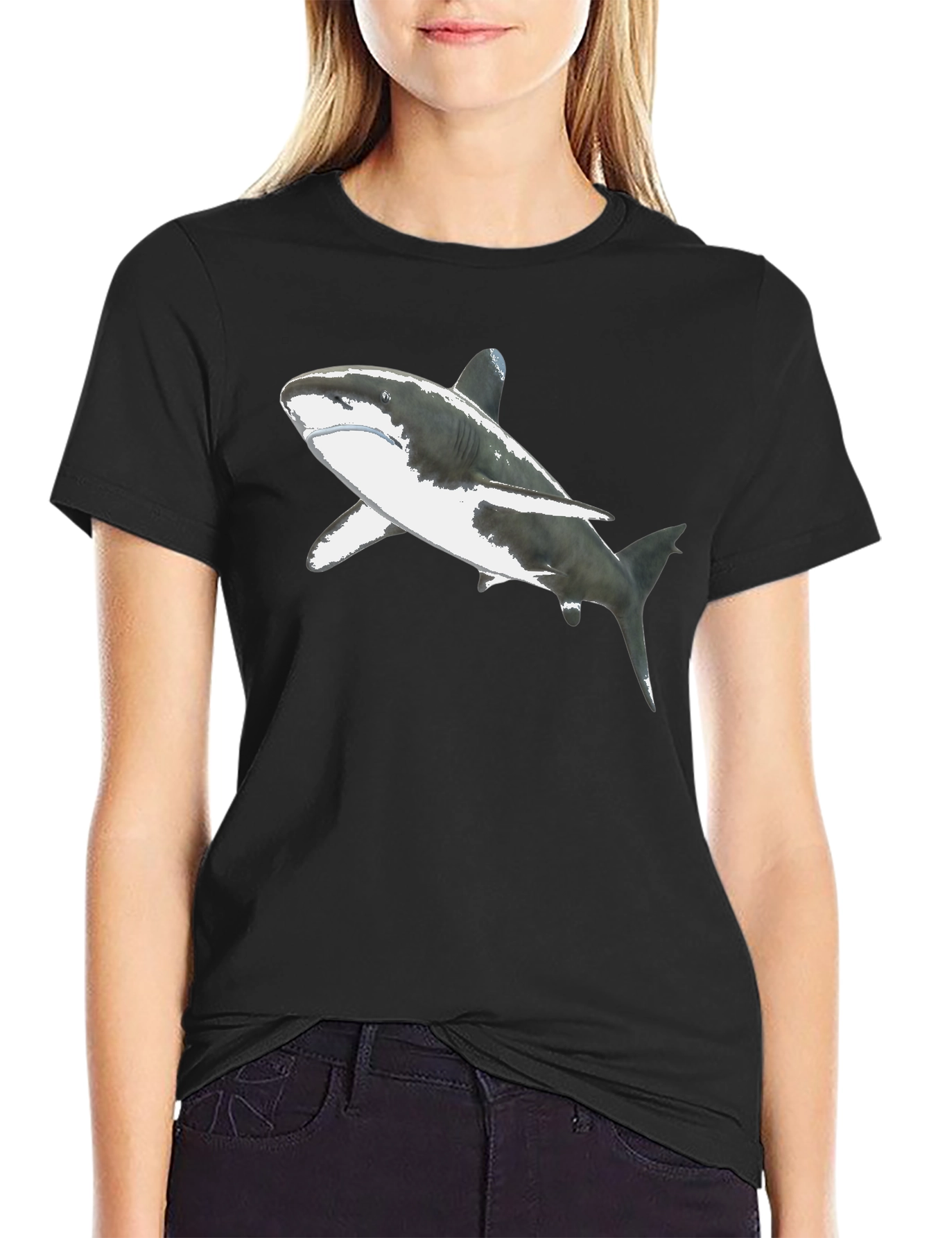 Shark Graphic Black Tee - Mens Short Sleeve