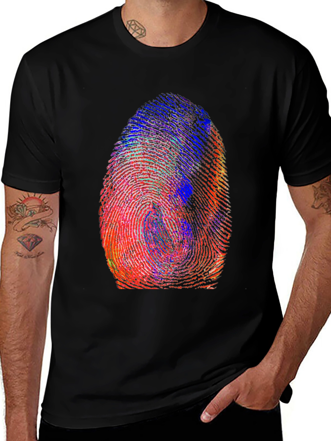 Colorful Fingerprint Graphic T-Shirt