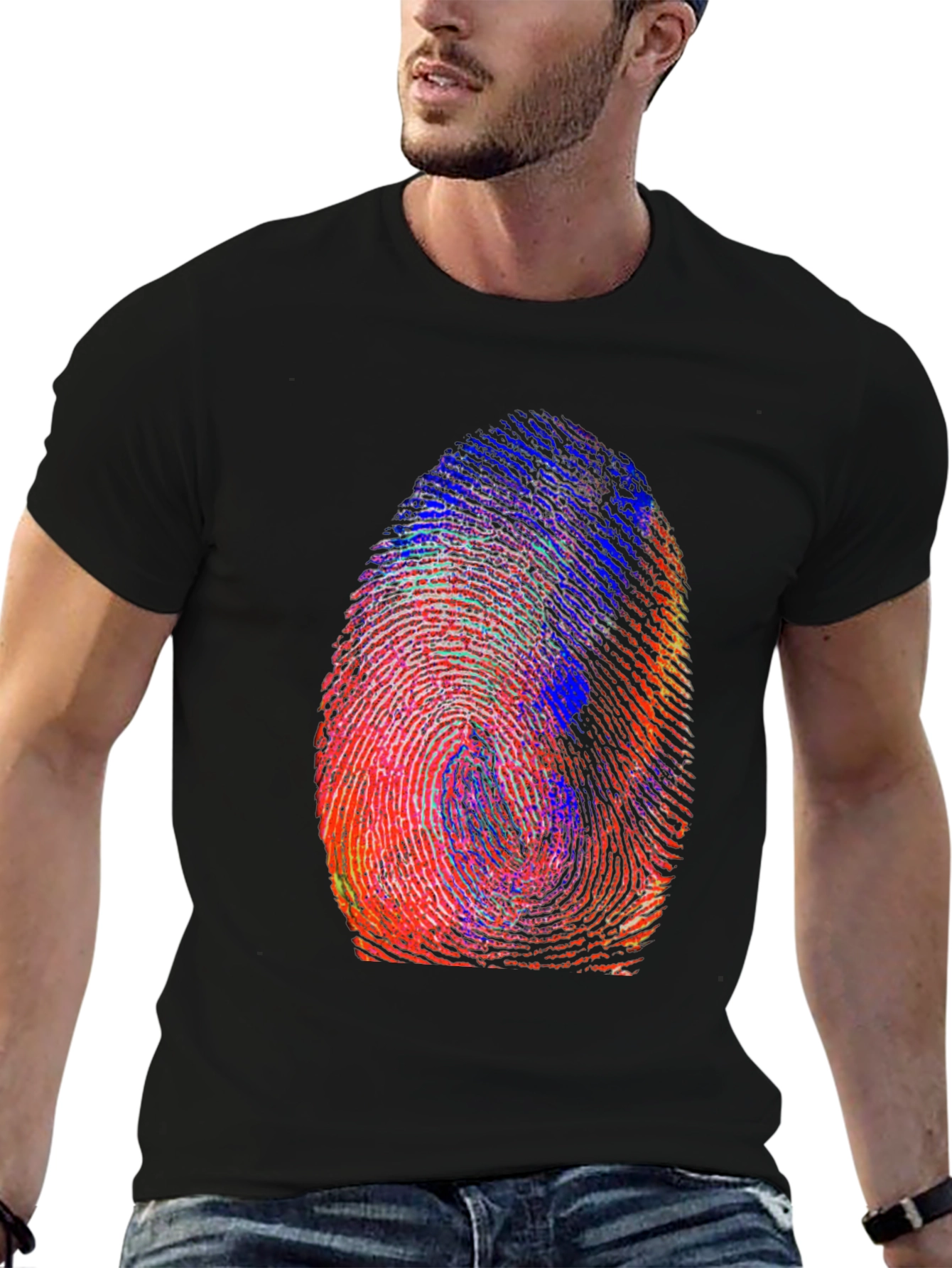 Colorful Fingerprint Graphic T-Shirt